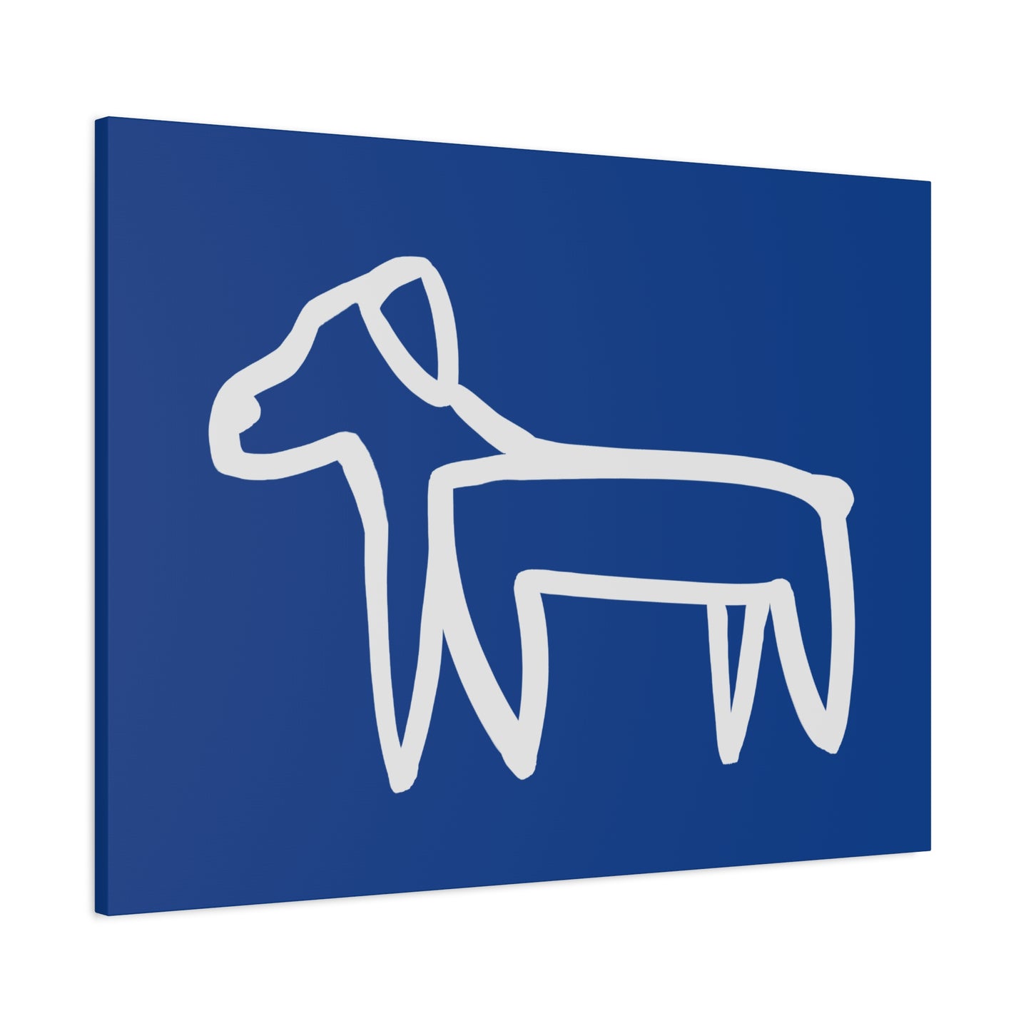 Dog Canvas Print on Blue (Transparent Style White Dog) - Dog Art Print