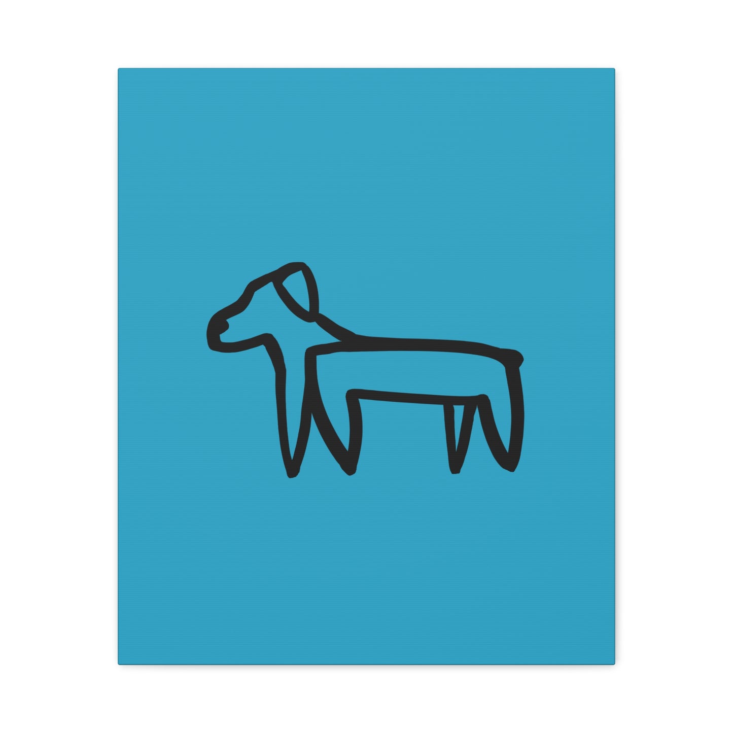 Dog Canvas Print on Turquoise (Transparent Style Black Dog) - Dog Drawing Canvas