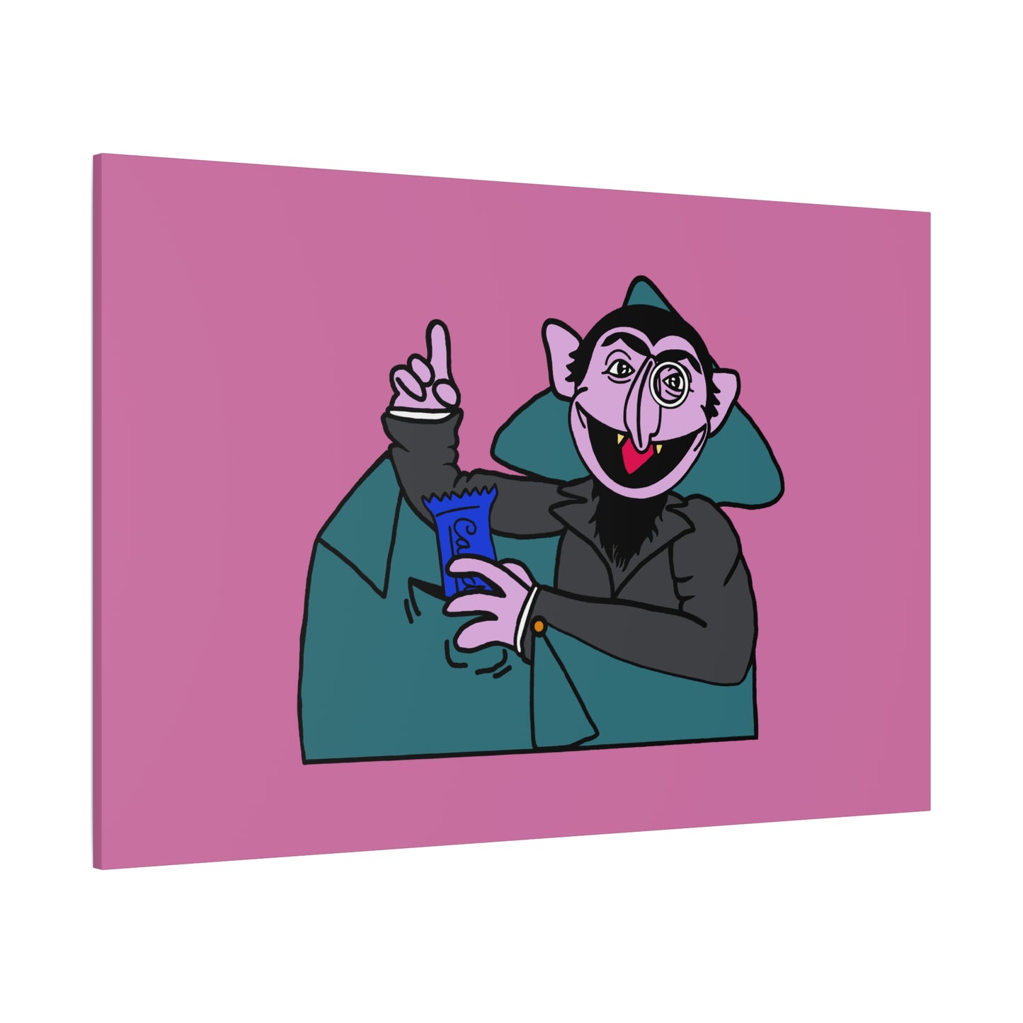 The Count Stealing Candy Canvas Print Light Pink - Sesame Street The Count Parody Art