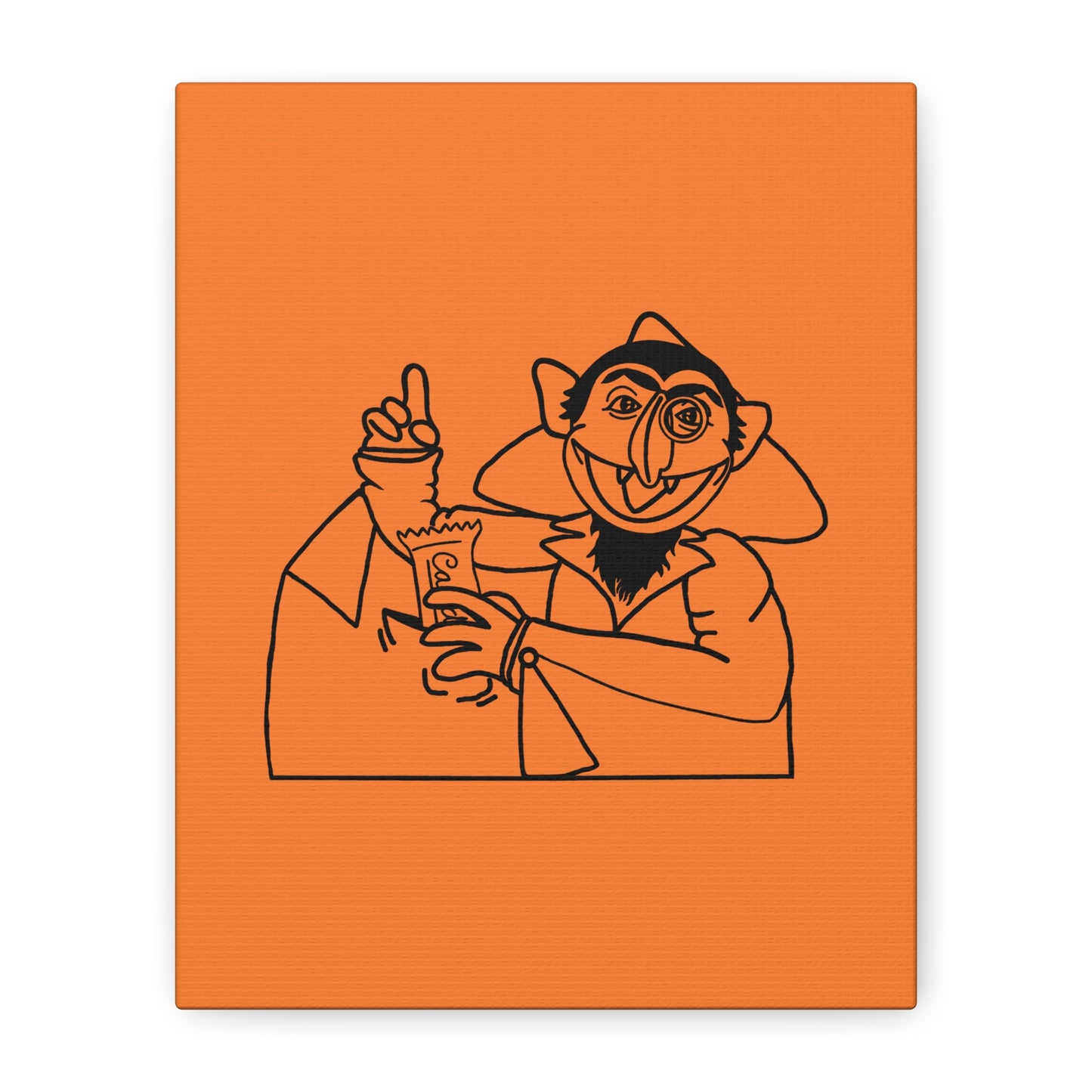 The Count Stealing Candy Outline Canvas Print Light Orange - Sesame Street The Count Parody Art