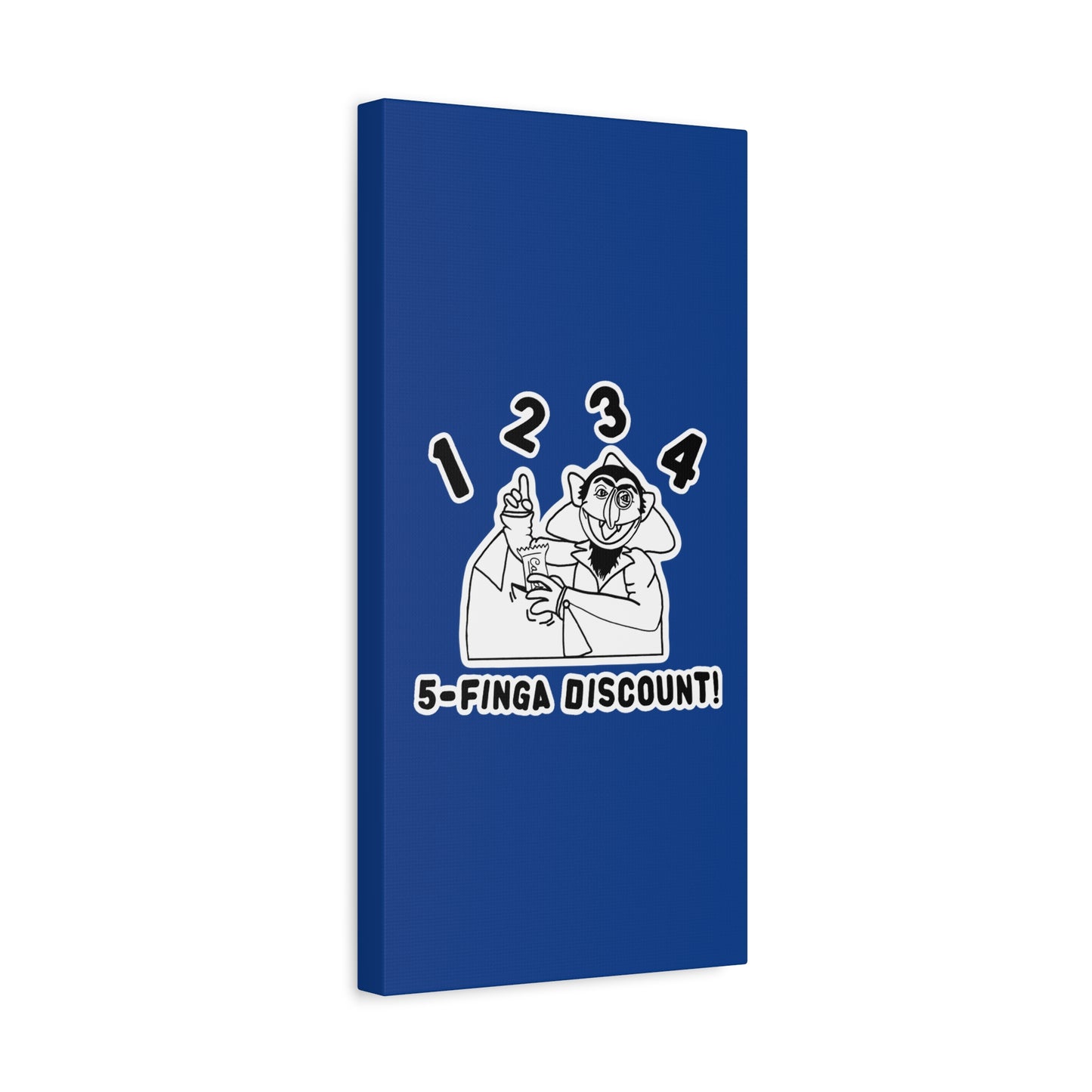 Five Finger Discount Outline Canvas Print Dark Blue - Sesame Street The Count Parody Art Print