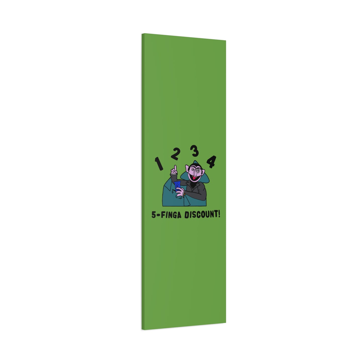 Five Finger Discount Canvas Print Green - Sesame Street The Count Parody Art Print