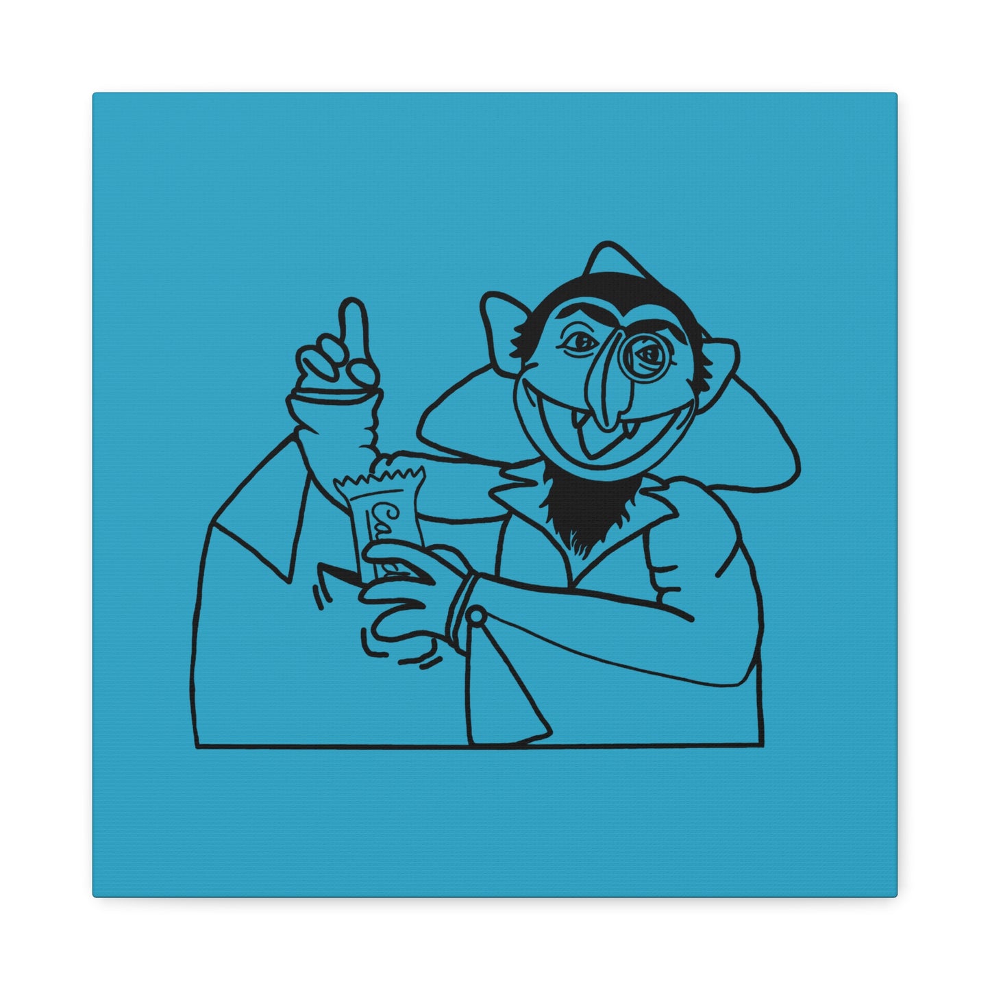 The Count Stealing Candy Outline Canvas Print Turquoise - Sesame Street The Count Art Print
