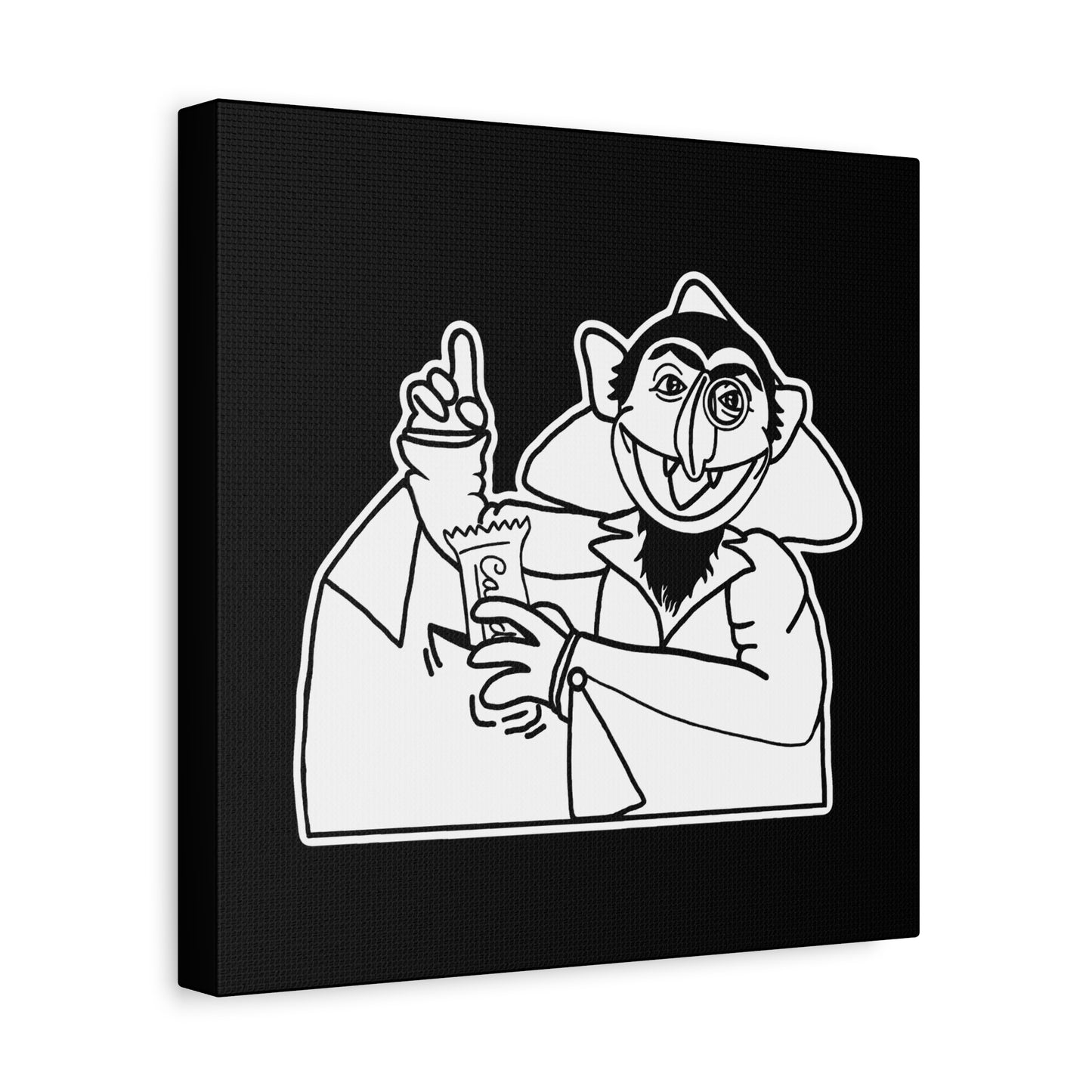 The Count Stealing Candy Outline Canvas Print Black - Sesame Street The Count Parody Canvas Art