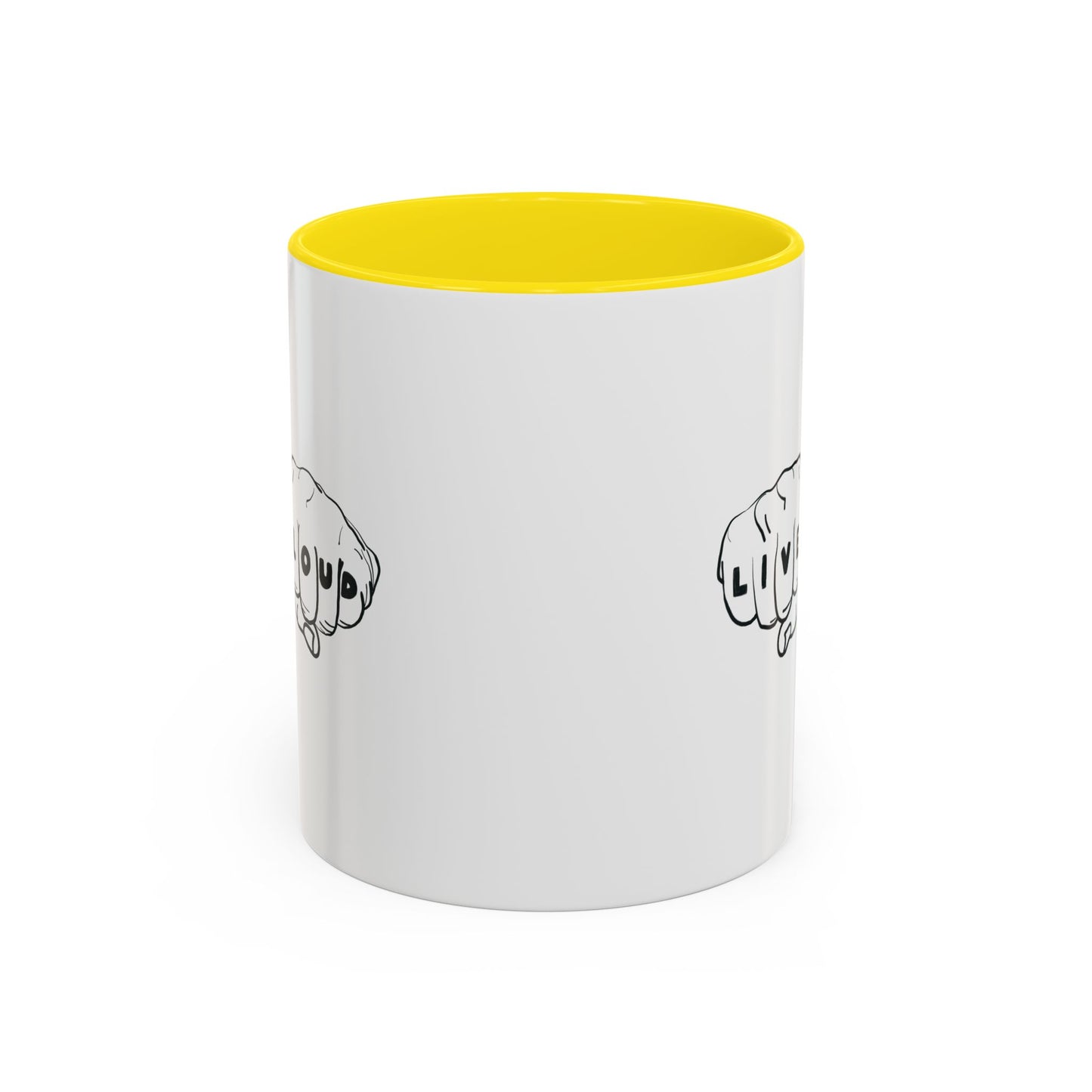 Live Loud Knuckle Tats Tattooed Fists - Four Fists Accent Mug