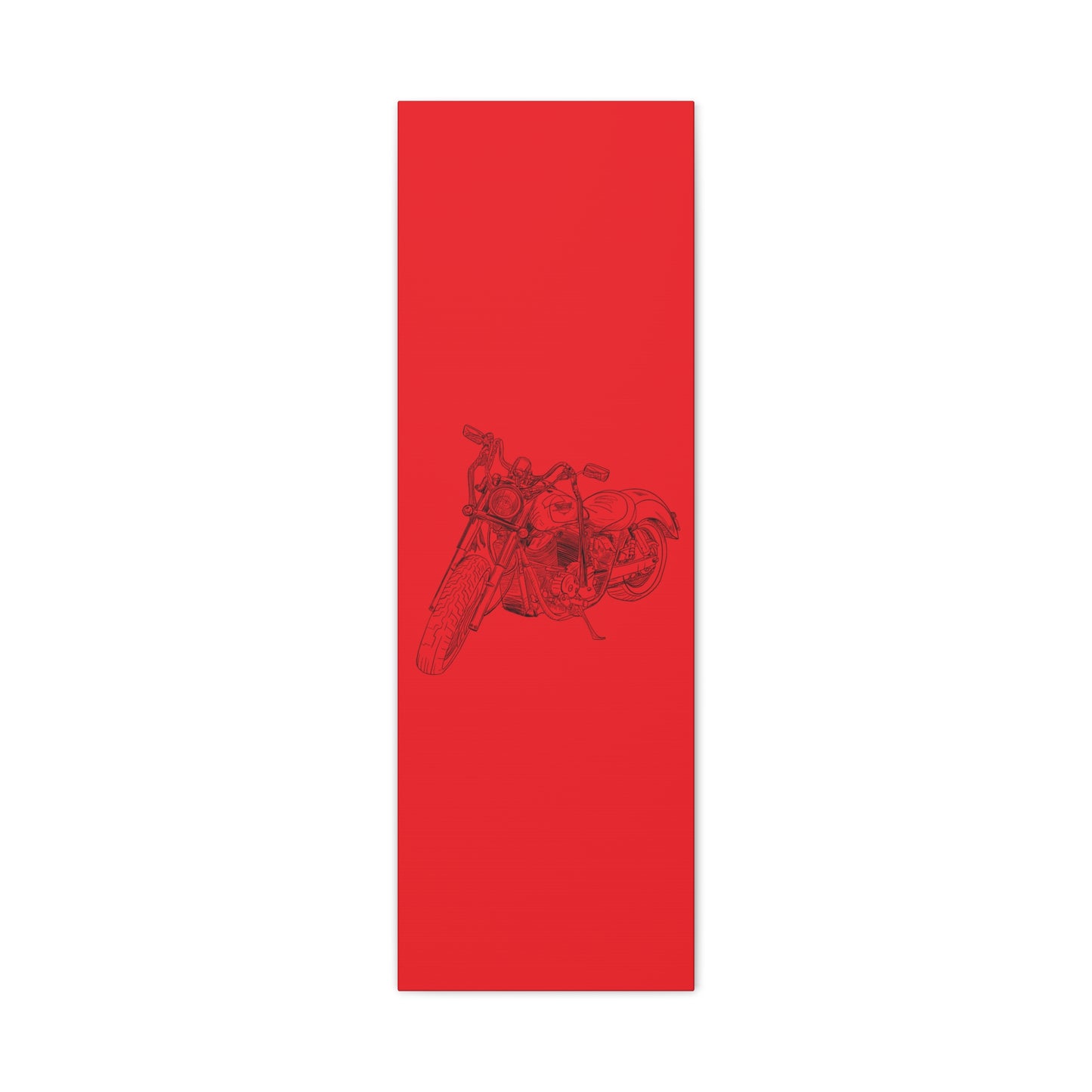 Ride Me Harley Motorcycle Sketch Canvas Print - Black Ink on Red Background