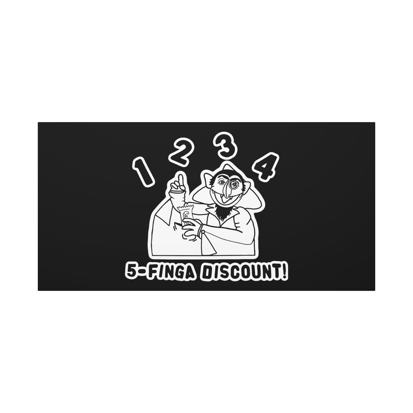 Five Finger Discount Outline Canvas Print Black - Sesame Street The Count Parody Art Print