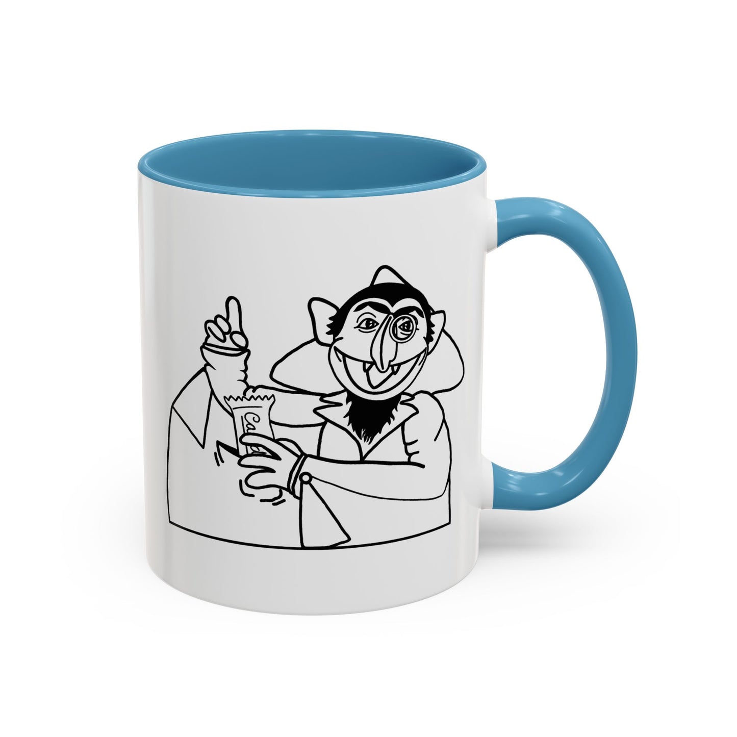 The Count Stealing Candy Outline Accent Mug - Sesame Street The Count Parody Coffee Mug