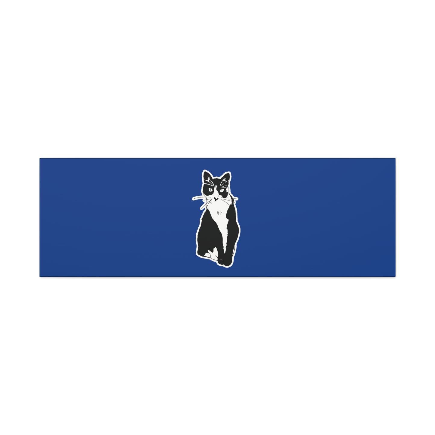 Cat Canvas Print on Dark Blue (Sticker Style Cat) - Cat Drawing Art