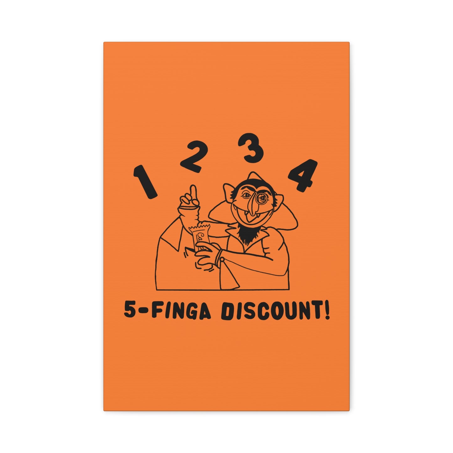 Five Finger Discount Outline Canvas Print Light Orange - Sesame Street The Count Parody Art Print