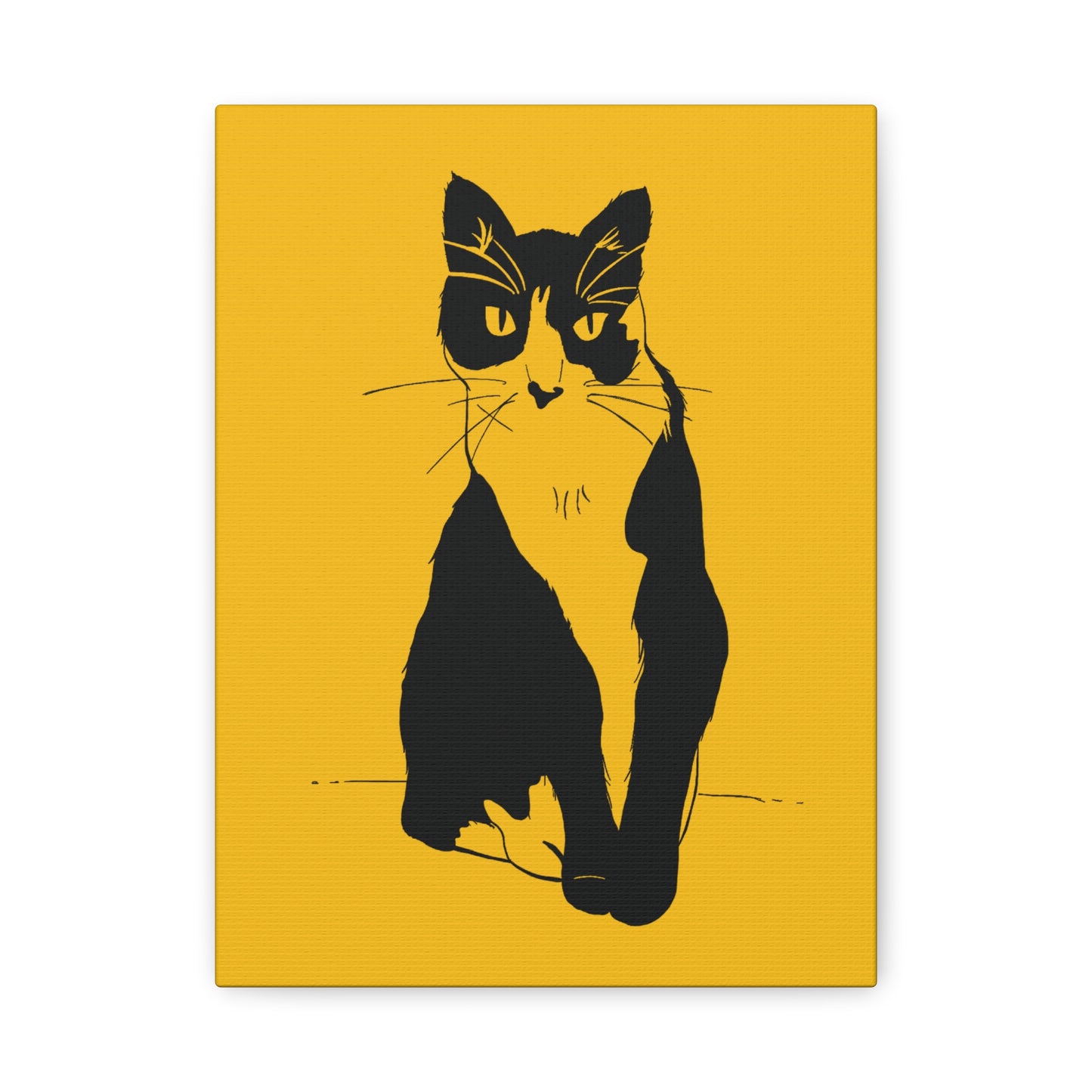 Cat Canvas Print on Yellow (Transparent Style Cat) - Cat Drawing Art