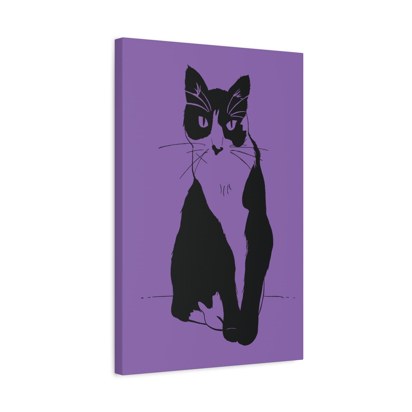 Cat Canvas Print on Purple (Transparent Style Cat) - Cat Drawing Art