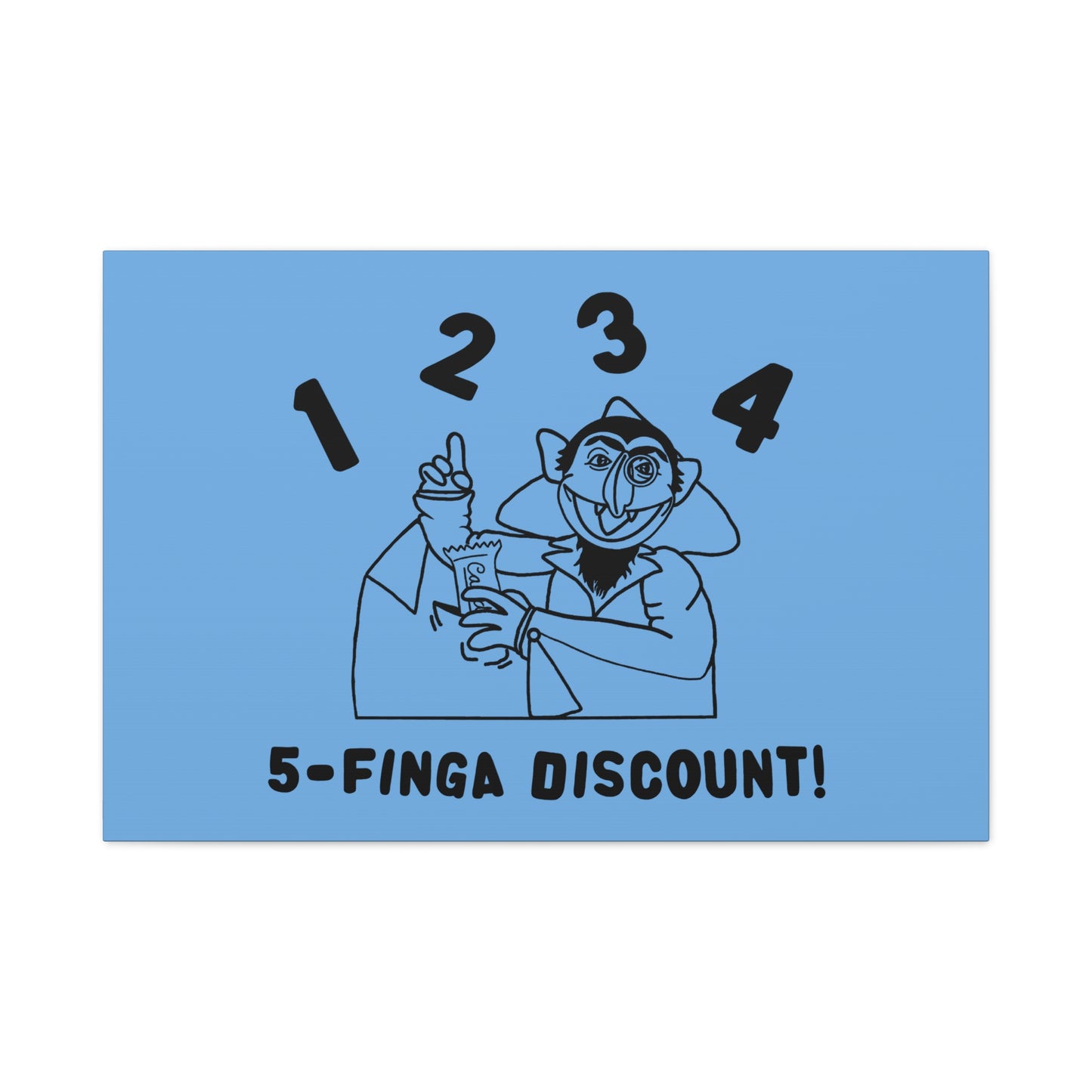 Five Finger Discount Outline Canvas Print Light Blue - Sesame Street The Count Parody Art Print