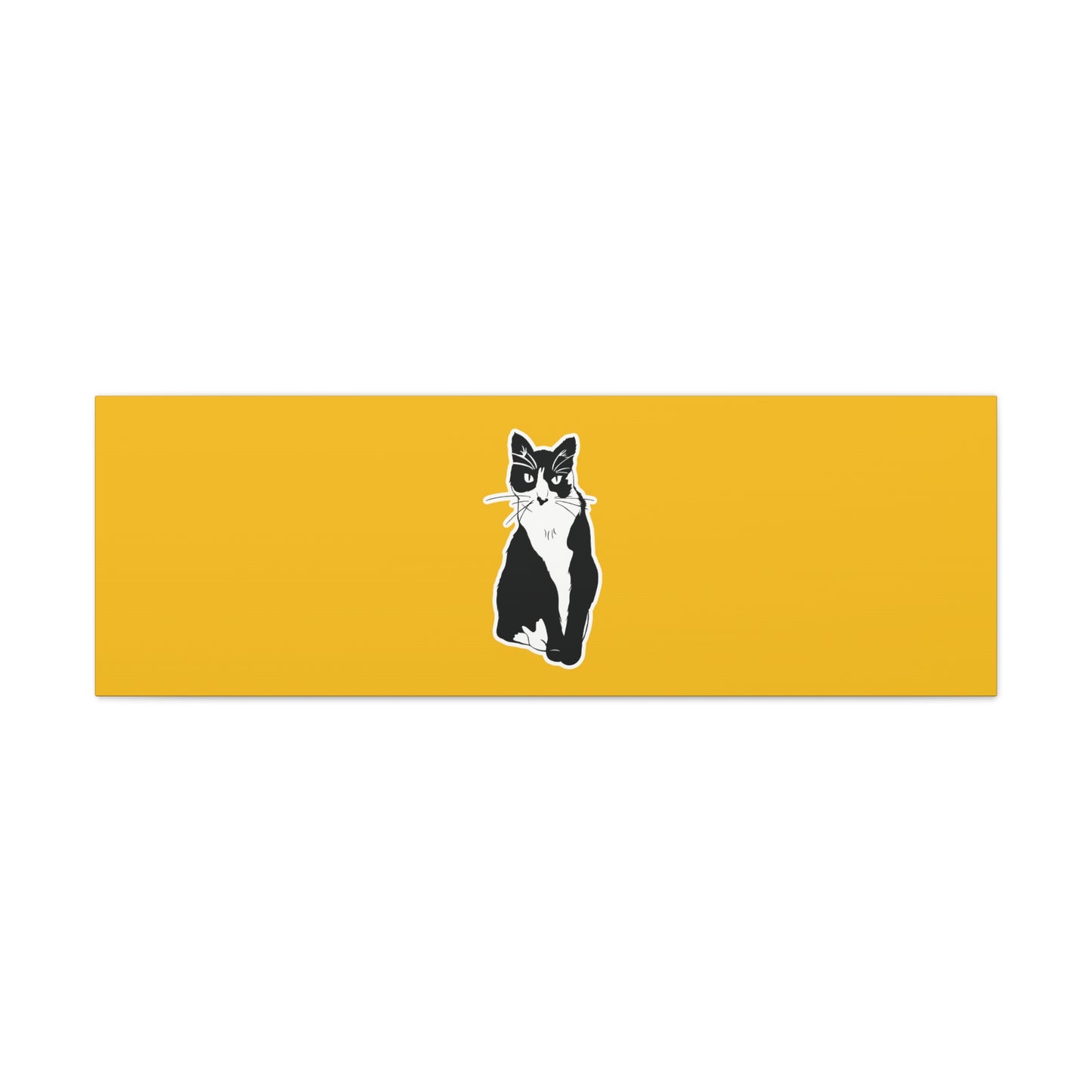 Cat Canvas Print on Yellow (Sticker Style Cat) - Cat Drawing Art