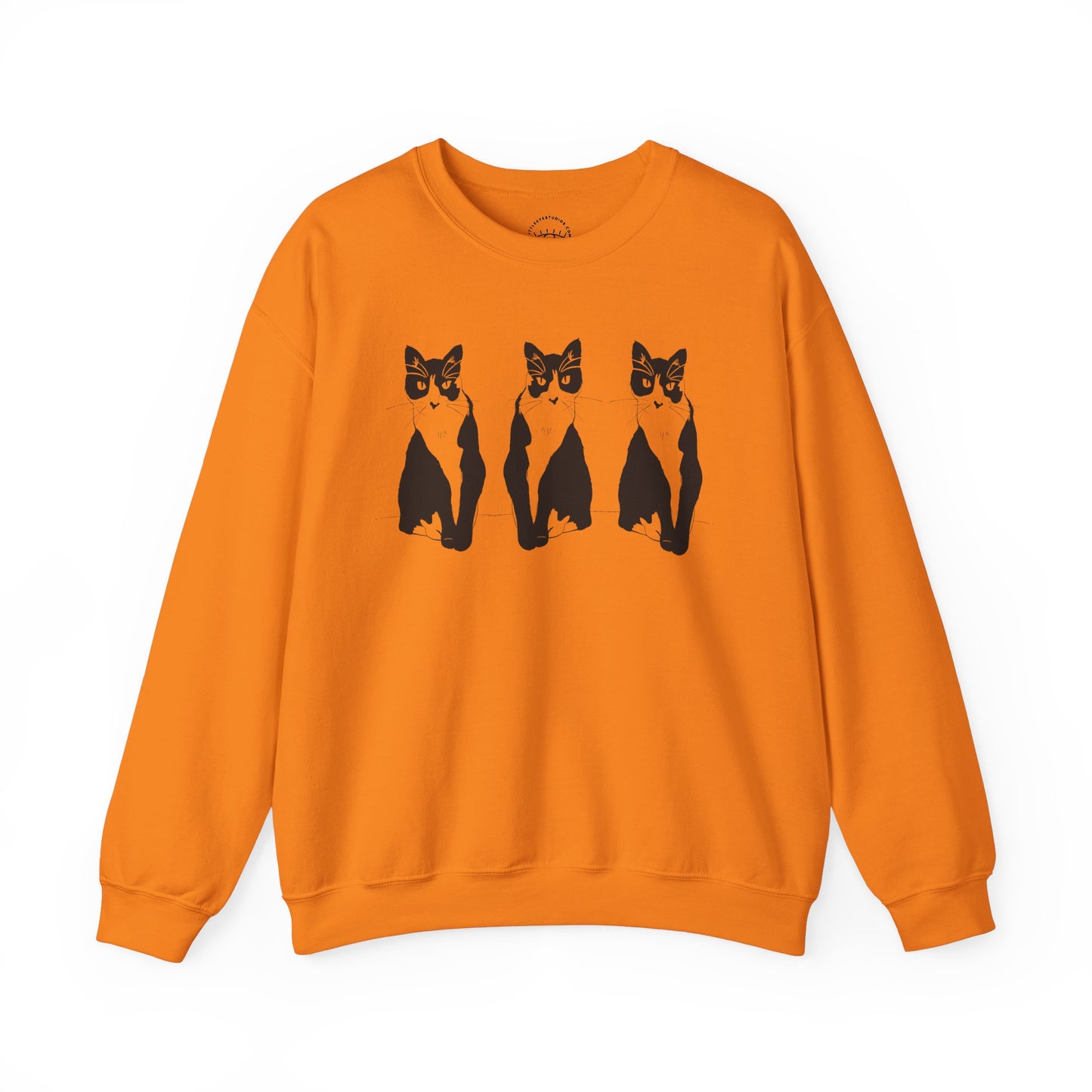 Cat x3 Sweatshirt (Transparent Style Cat) - Cat Drawing Sweatshirt