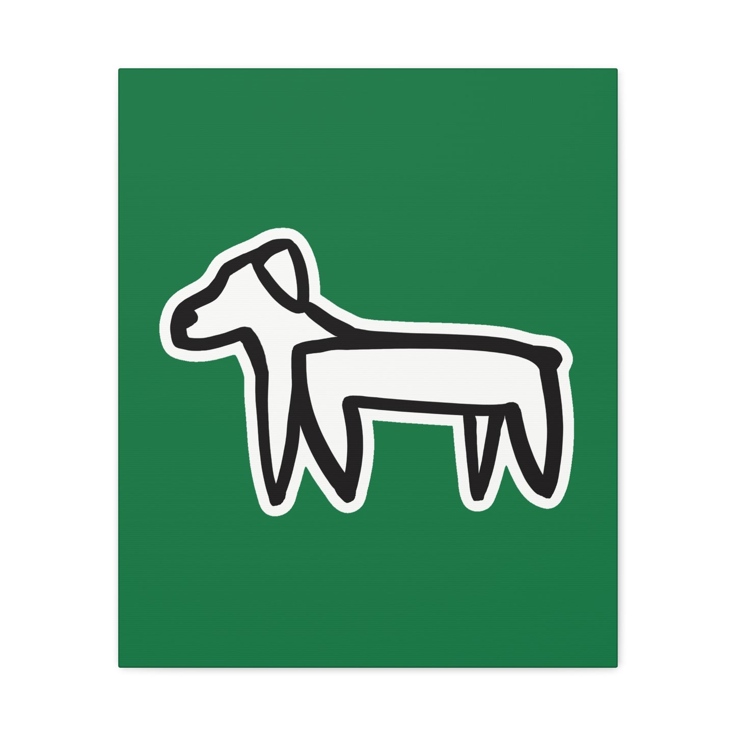 Dog Canvas Print on Green (Sticker Style White Dog) - Dog Art Print