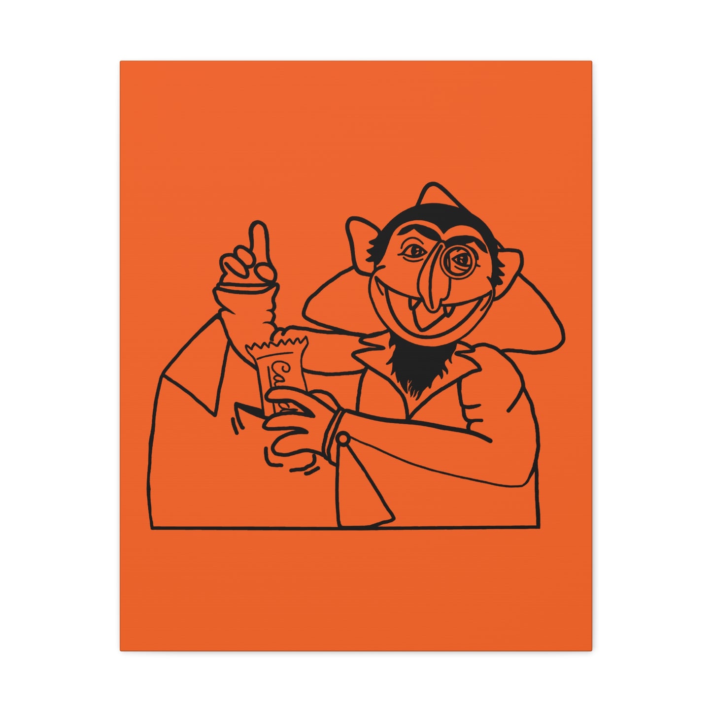 The Count Stealing Candy Outline Canvas Print Orange - Sesame Street The Count Parody Art Print