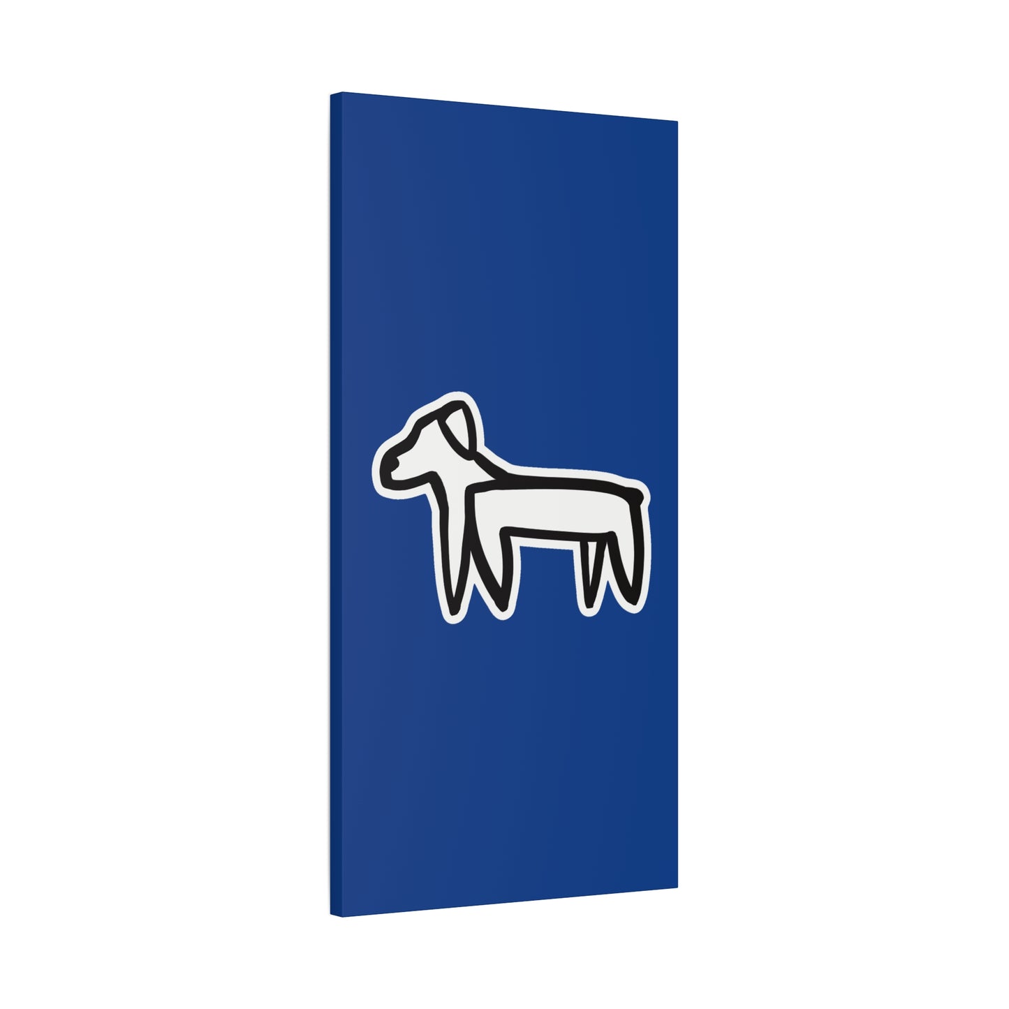 Dog Canvas Print on Blue (Sticker Style White Dog) - Dog Drawing Wall Art