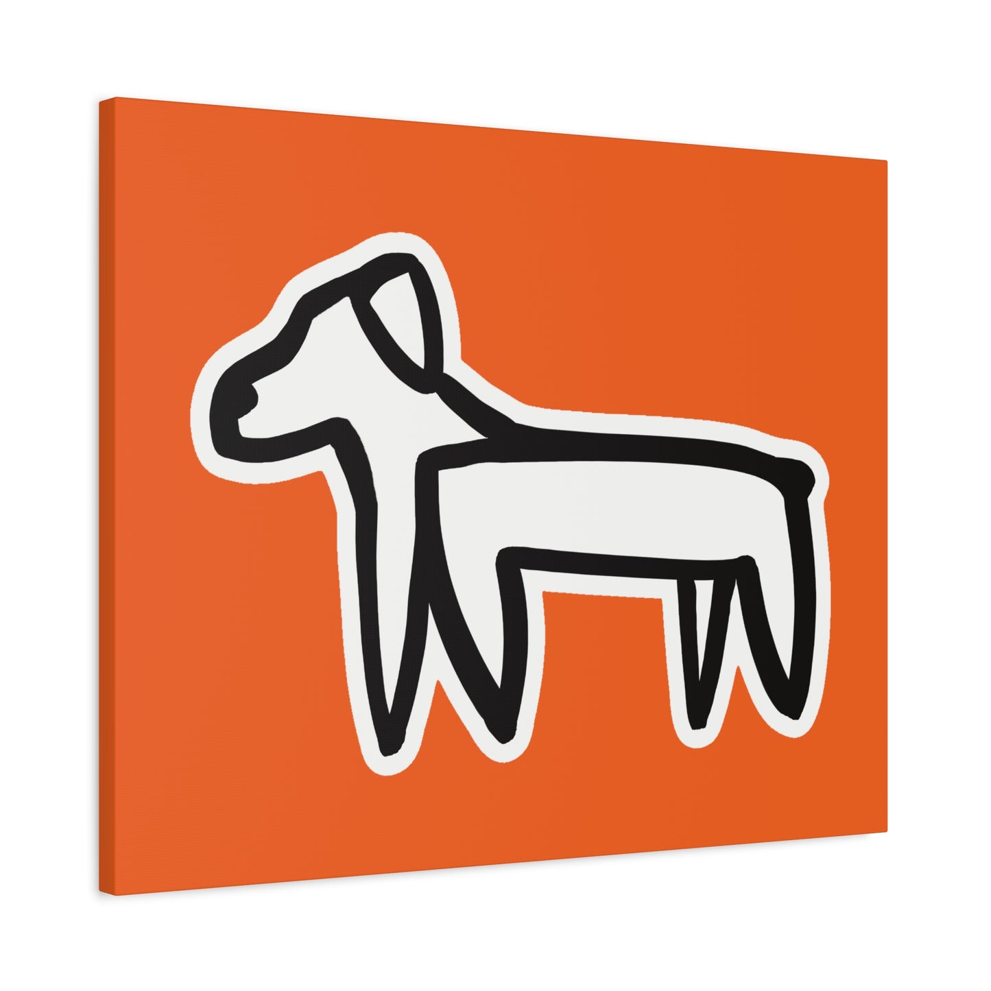Dog Canvas Print on Orange (Sticker Style White Dog) - Dog Art Print