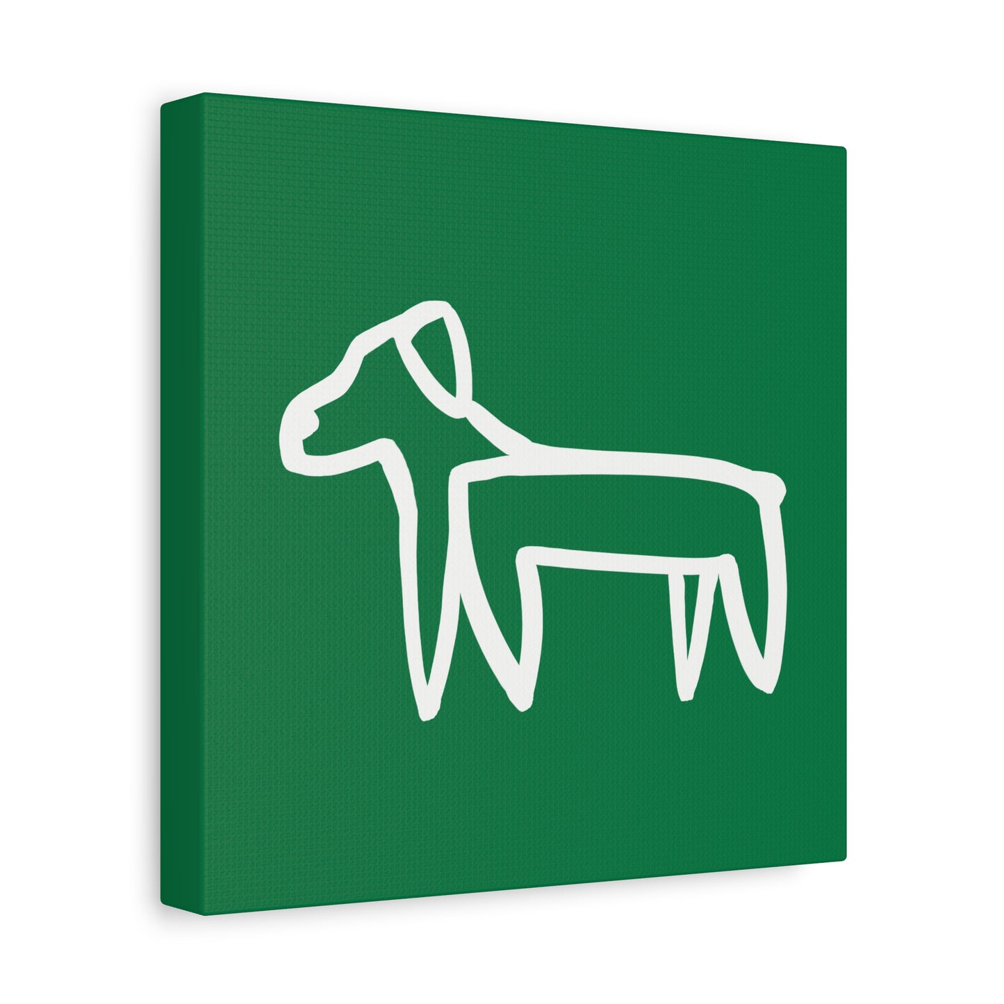 Dog Canvas Print on Green (Transparent Style White Dog) - Dog Art Print