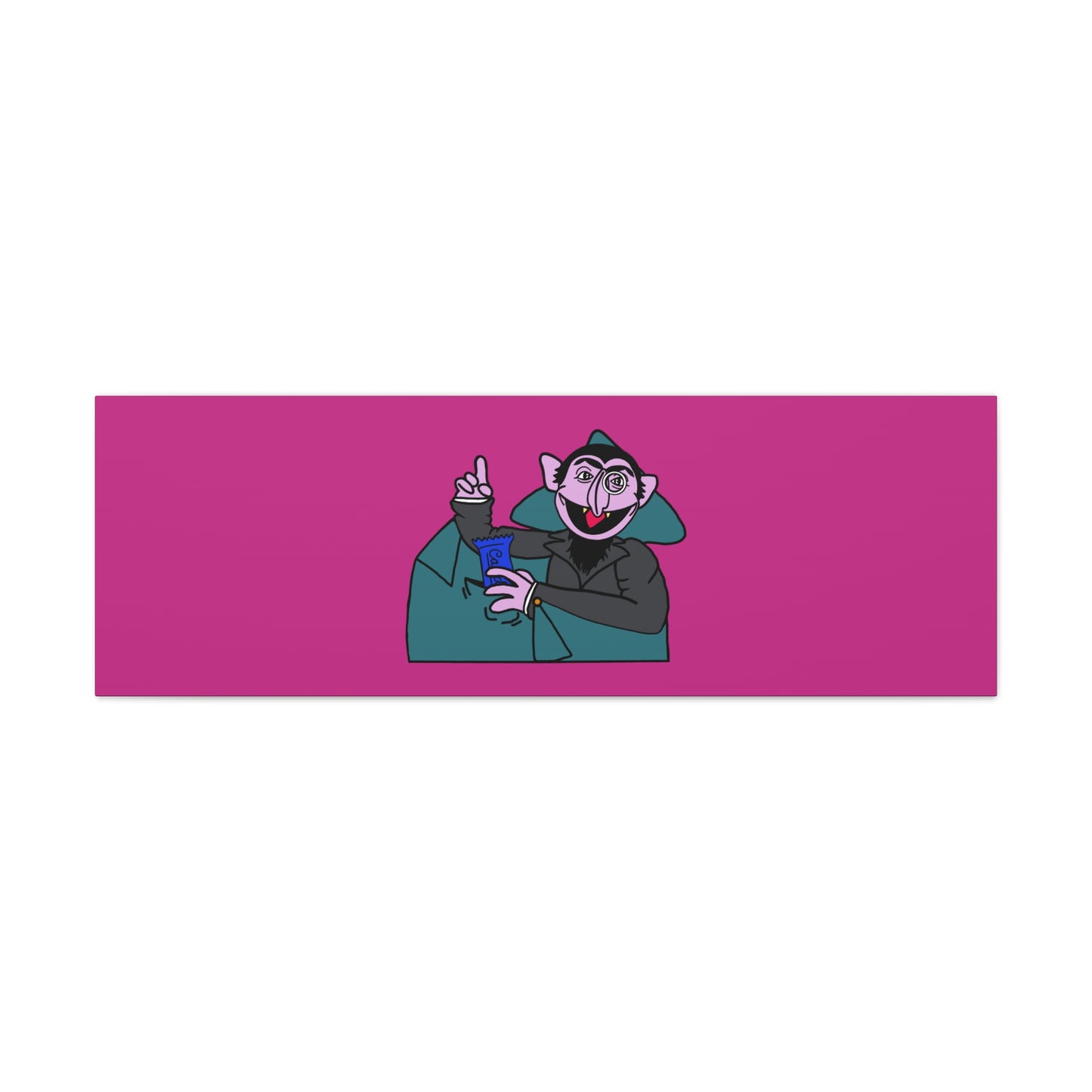 The Count Stealing Candy Canvas Print Pink - Sesame Street The Count Parody Art