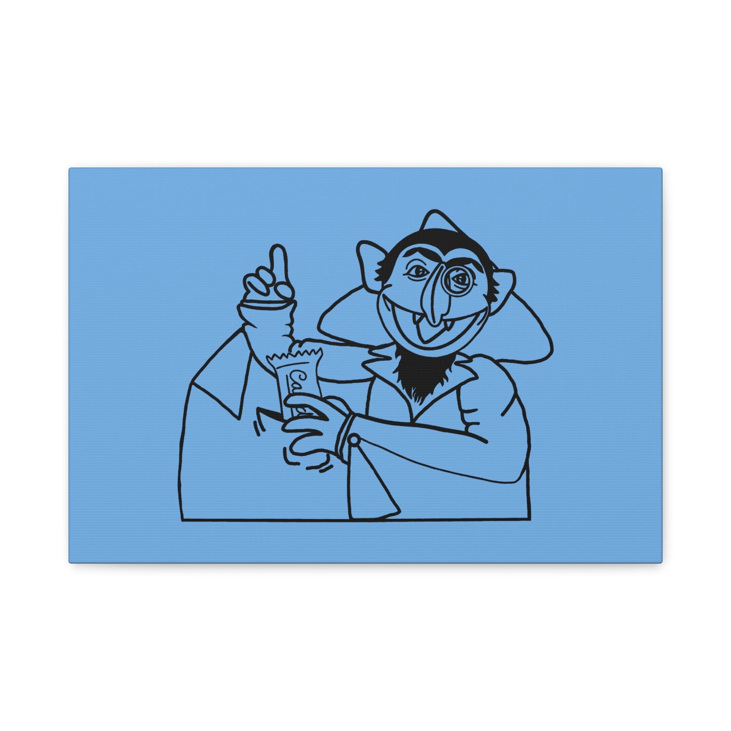 The Count Stealing Candy Outline Canvas Print Light Blue - Sesame Street The Count Parody Art
