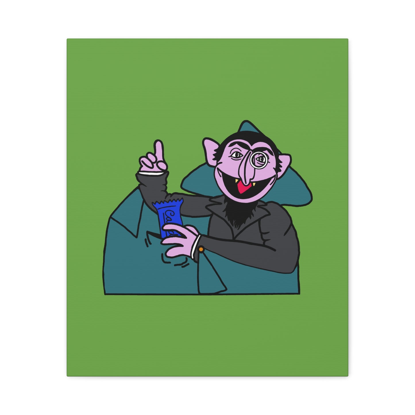 The Count Stealing Candy Canvas Print Green - Sesame Street The Count Parody Art