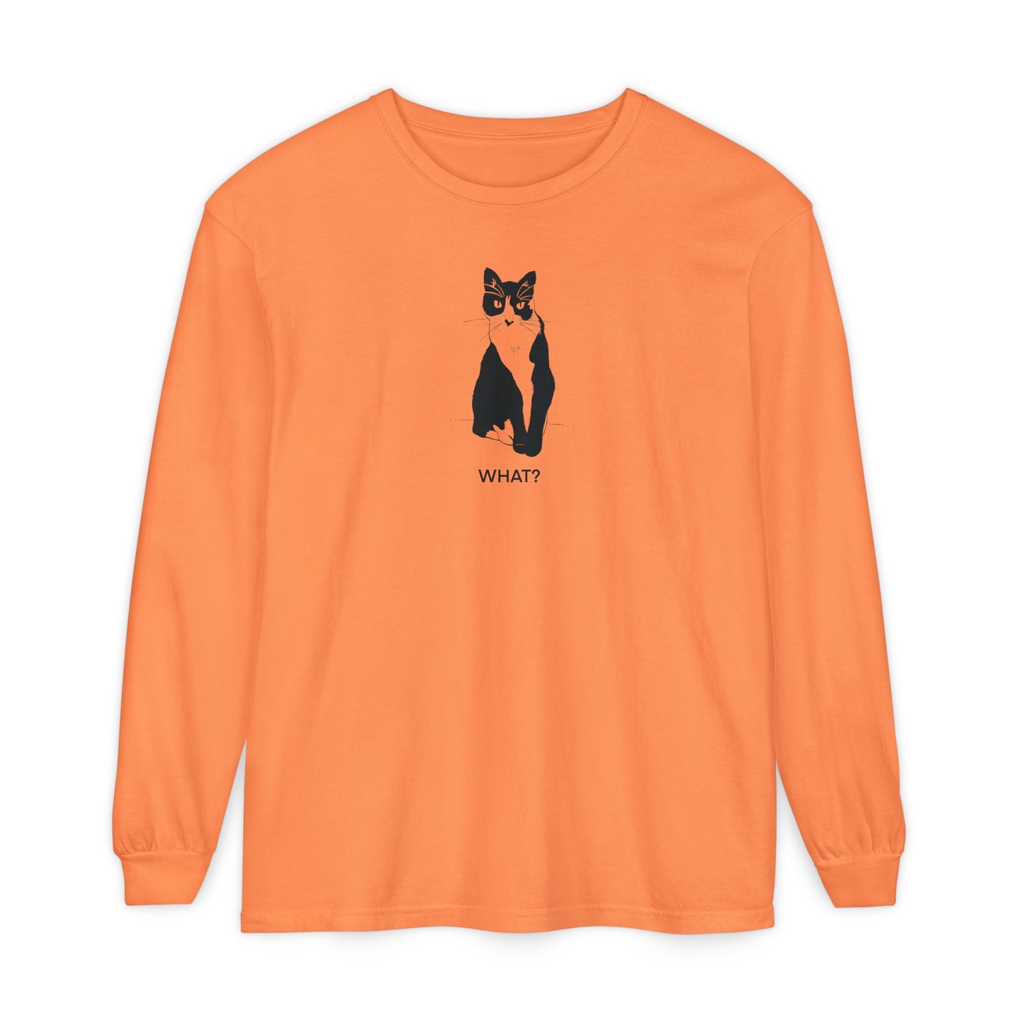 Cattitude Long Sleeve Tee (Transparent Style Cat) - Cat What Shirt