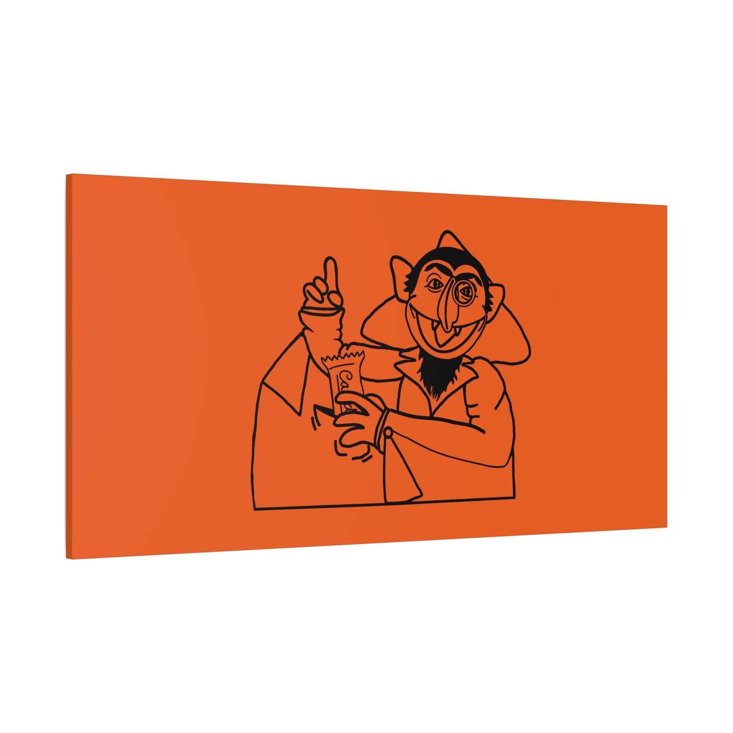 The Count Stealing Candy Outline Canvas Print Orange - Sesame Street The Count Parody Art Print