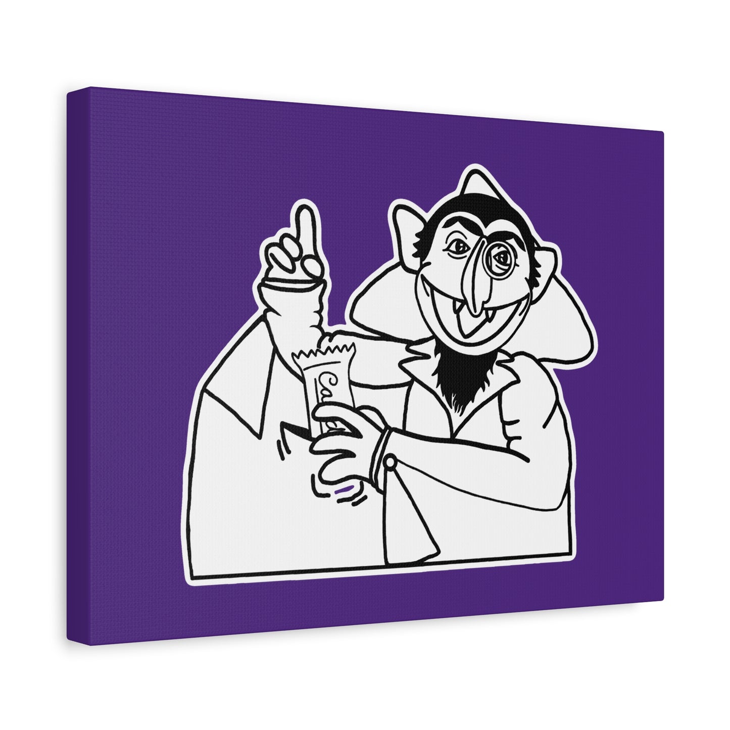 The Count Stealing Candy Outline Canvas Print Purple - Sesame Street The Count Parody Art