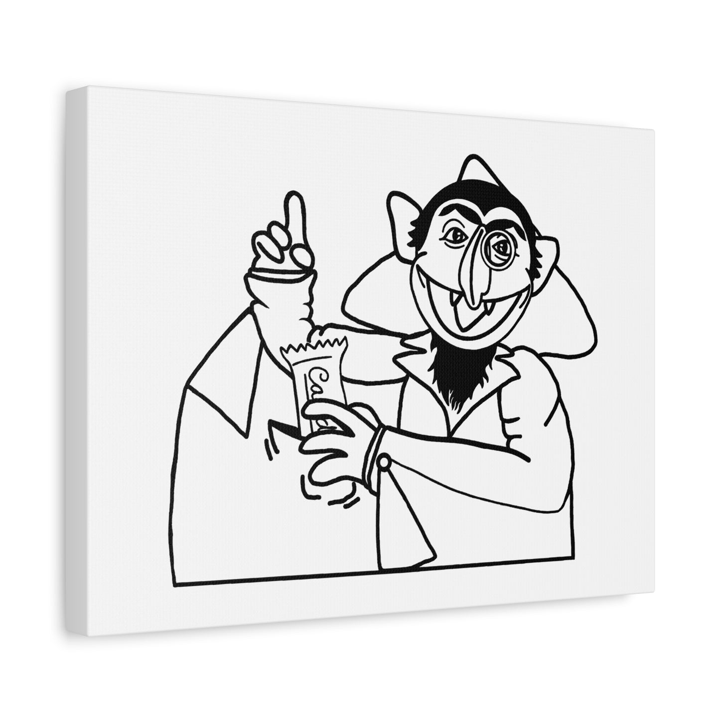 The Count Stealing Candy Outline Canvas Print White - Sesame Street The Count Parody Art