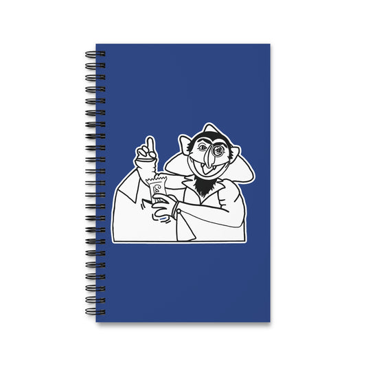 The Count Stealing Candy Outline Spiral Notebook Dark Blue - Sesame Street The Count Parody Notebook