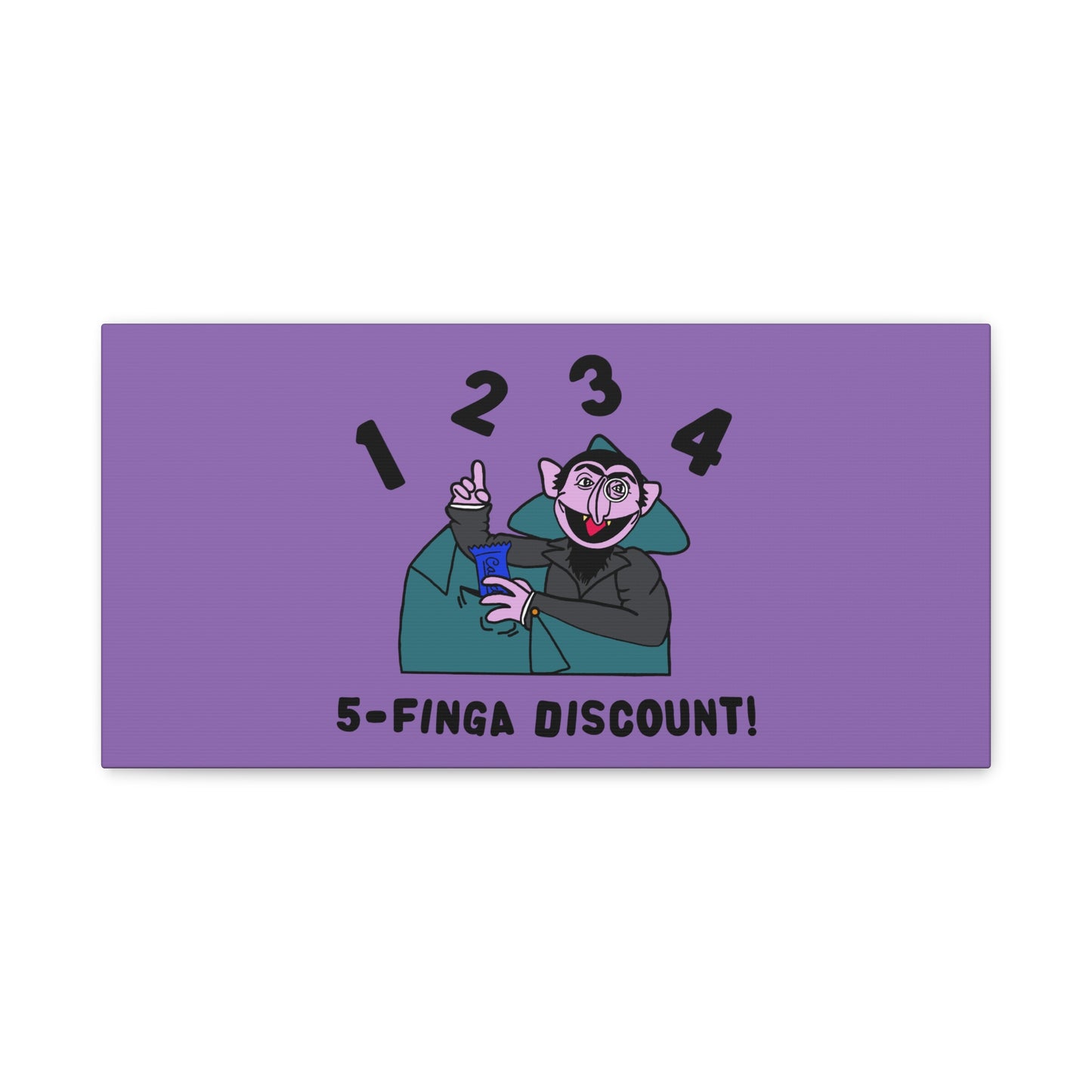 Five Finger Discount Canvas Print Light Purple - Sesame Street The Count Parody Art Print