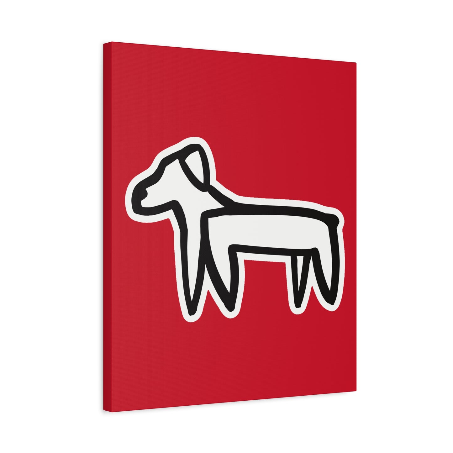 Dog Canvas Print on Red (Sticker Style White Dog) - Dog Art Print