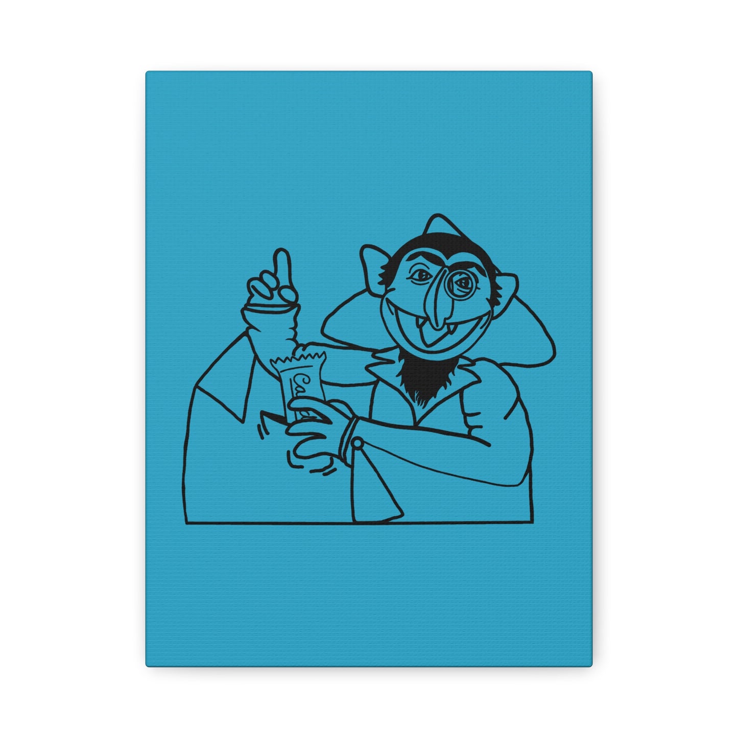 The Count Stealing Candy Outline Canvas Print Turquoise - Sesame Street The Count Art Print
