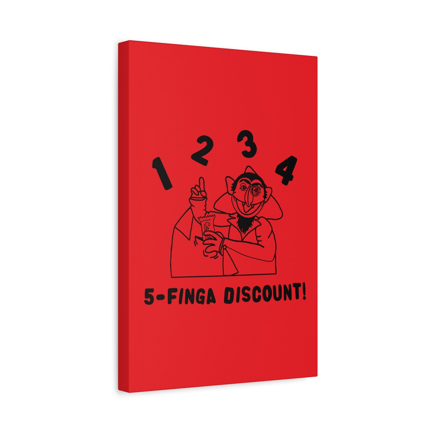 Five Finger Discount Outline Canvas Print Red - Sesame Street The Count Parody Art Print