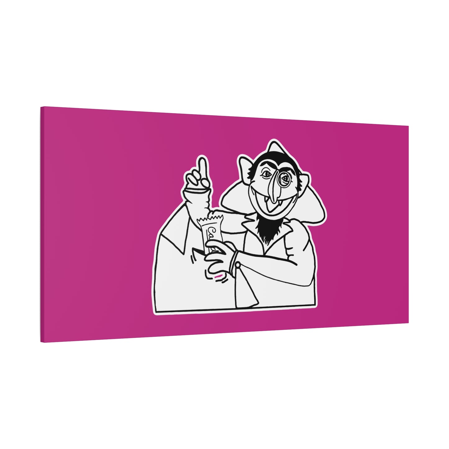 The Count Stealing Candy Outline Canvas Print Pink - Sesame Street The Count Parody Art