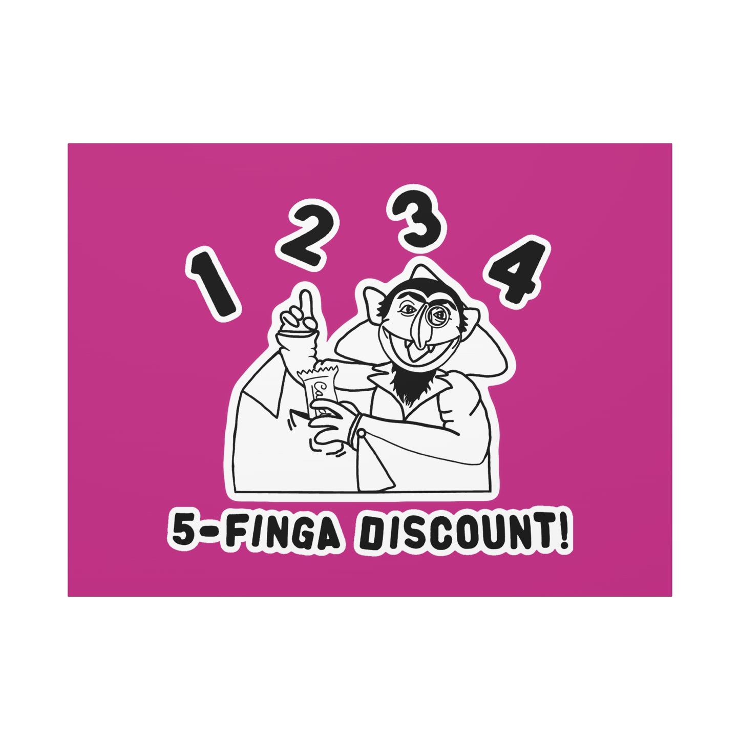 Five Finger Discount Outline Canvas Print Pink - Sesame Street The Count Parody Art Print