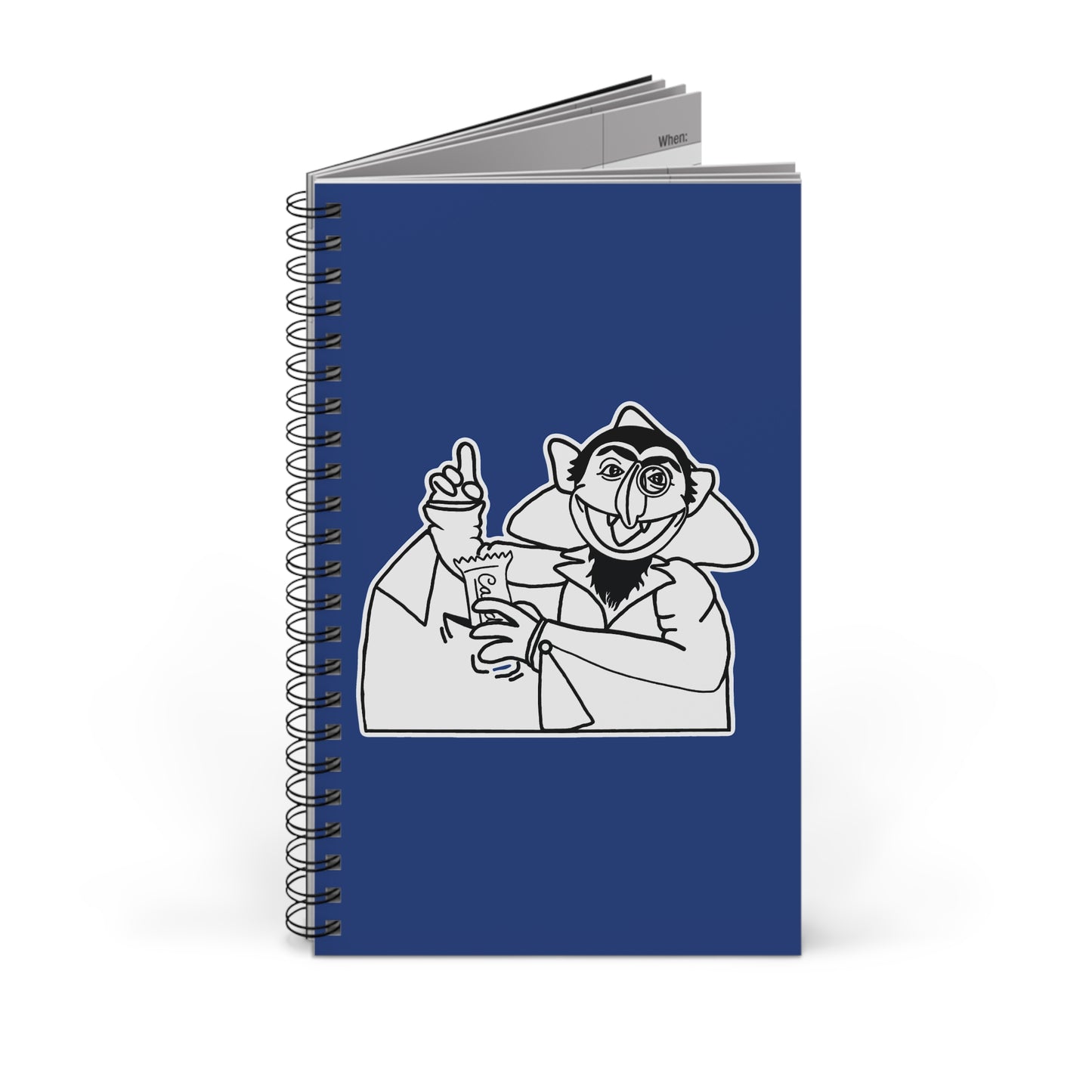 The Count Stealing Candy Outline Spiral Notebook Dark Blue - Sesame Street The Count Parody Notebook