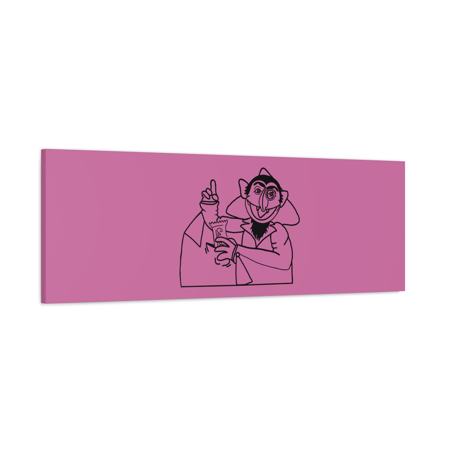 The Count Stealing Candy Outline Canvas Print Light Pink - Sesame Street The Count Parody Art