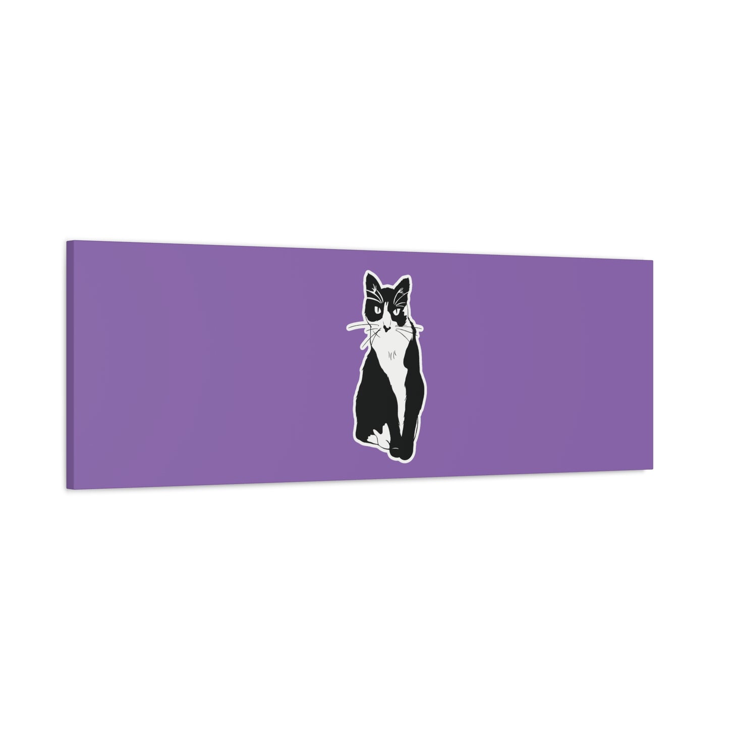 Cat Canvas on Light Purple (Sticker Style Cat) - Cat Drawing Art