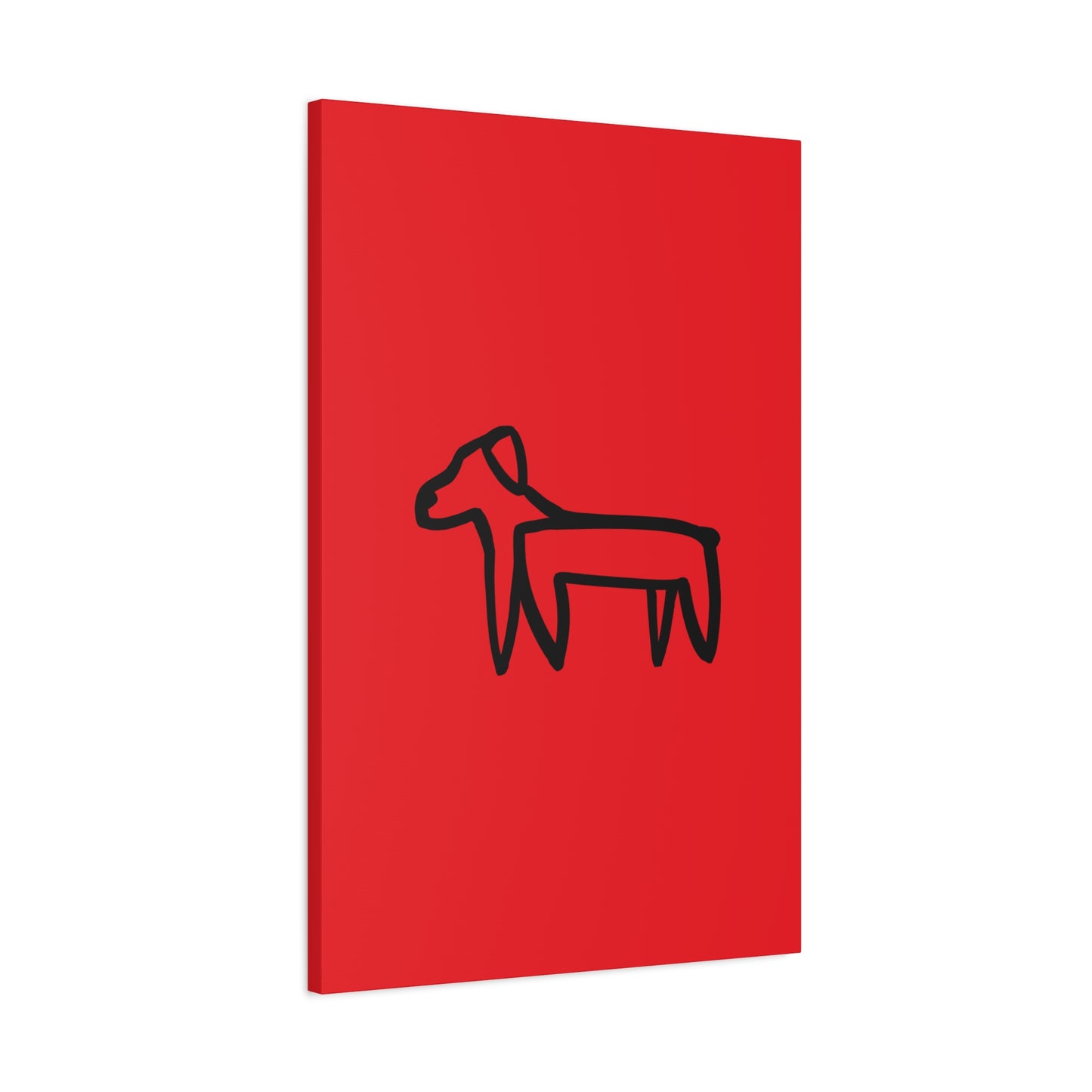 Dog Canvas Print on Red (Transparent Style Black Dog) - Dog Drawing Canvas