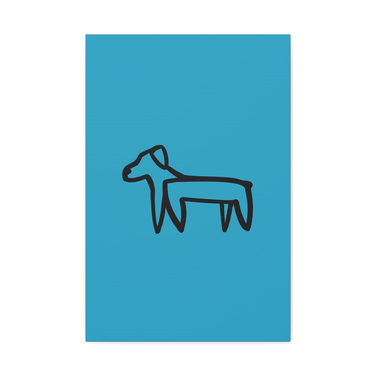 Dog Canvas Print on Turquoise (Transparent Style Black Dog) - Dog Drawing Canvas
