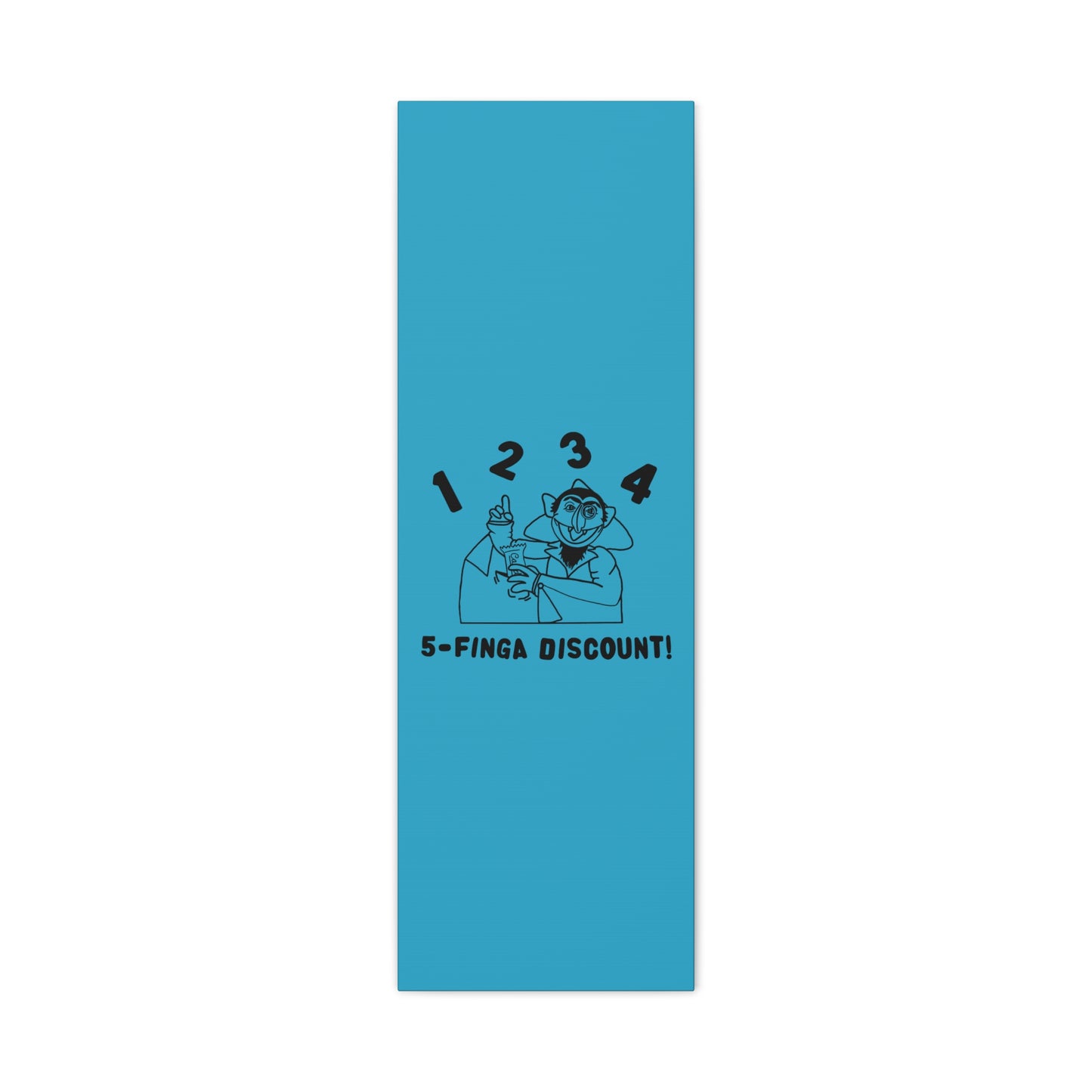 Five Finger Discount Outline Canvas Print Turquoise - Sesame Street The Count Parody Art Print