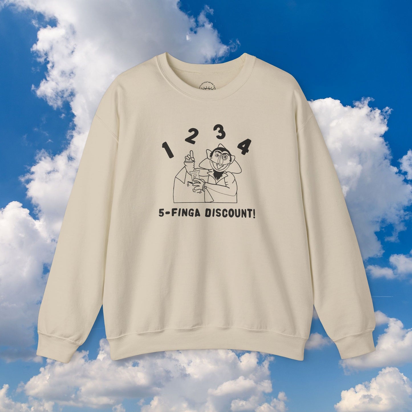 Five Finger Discount Outline Sweatshirt - Sesame Street The Count Parody Sweatshirt