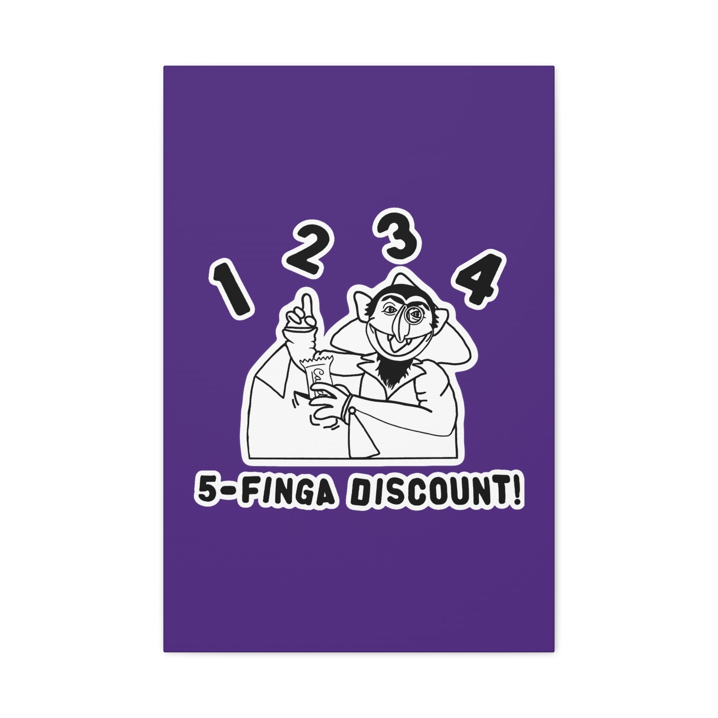 Five Finger Discount Outline Canvas Print Purple - Sesame Street The Count Parody Art Print