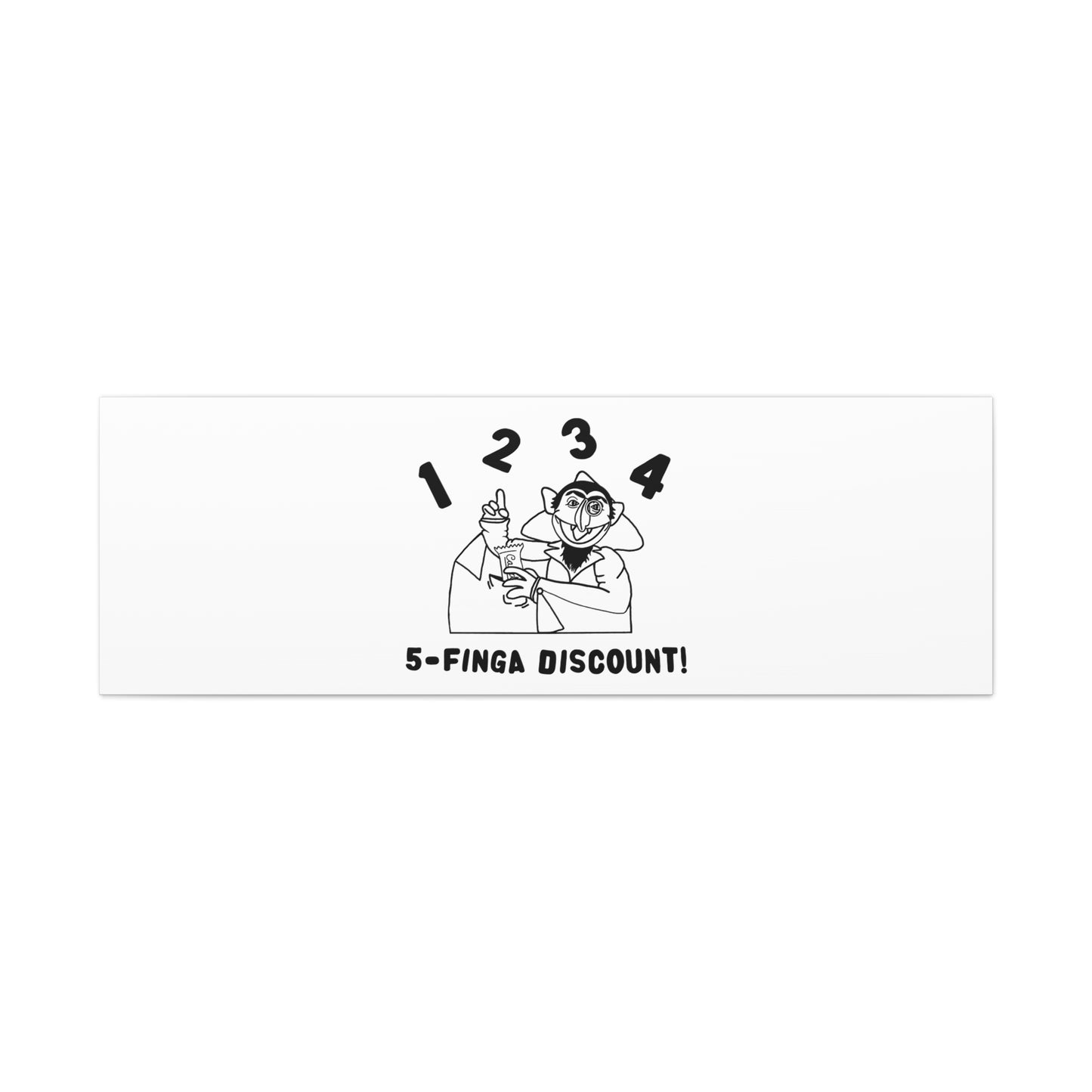 Five Finger Discount Outline Canvas Print White - Sesame Street The Count Parody Art Print