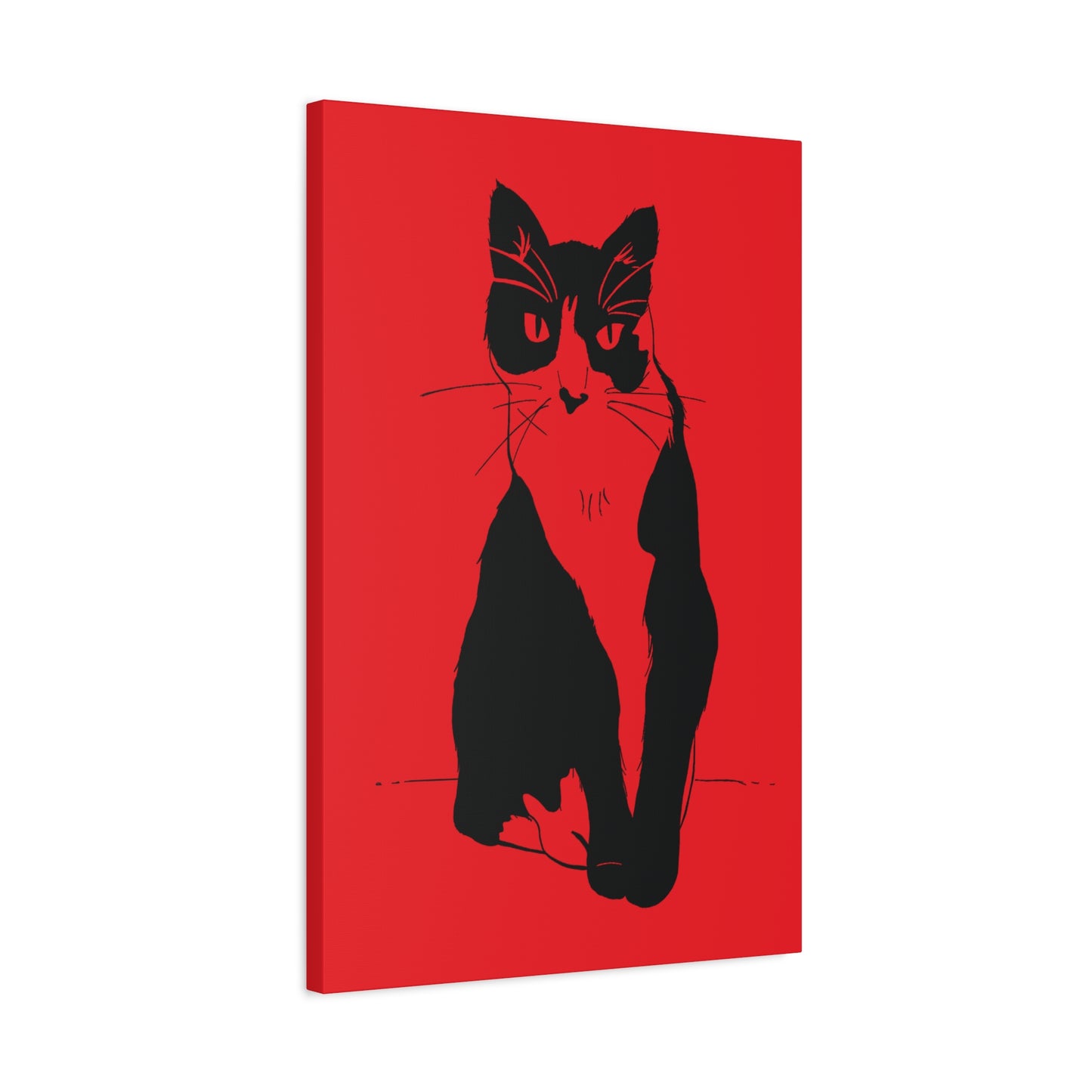 Cat Canvas Print on Red (Transparent Style Cat) - Cat Drawing Art