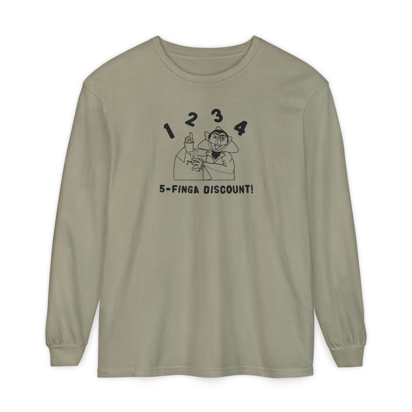 Five Finger Discount Outline Long Sleeve Tee - Sesame Street The Count Parody Shirt