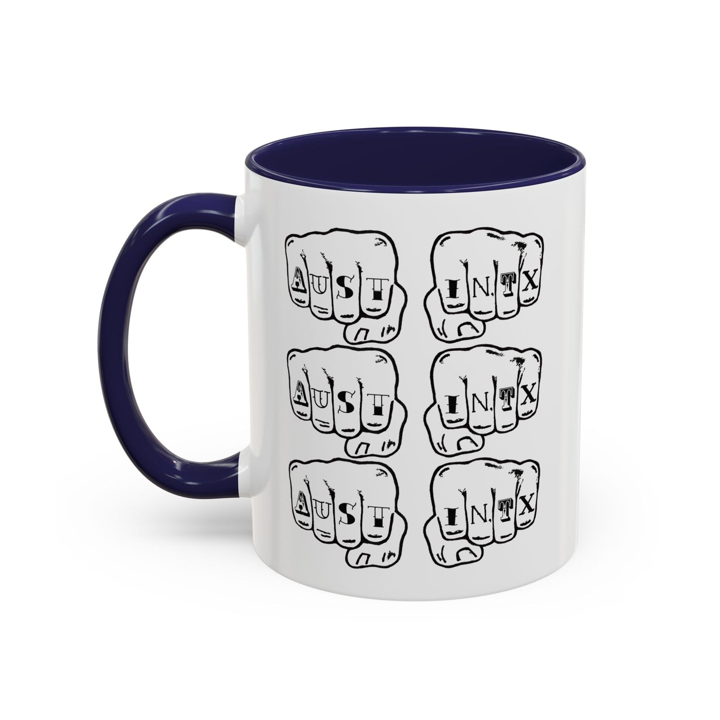 Austin Knuckle Tats Tattooed Fists Accent Mug Fists Stack Edition